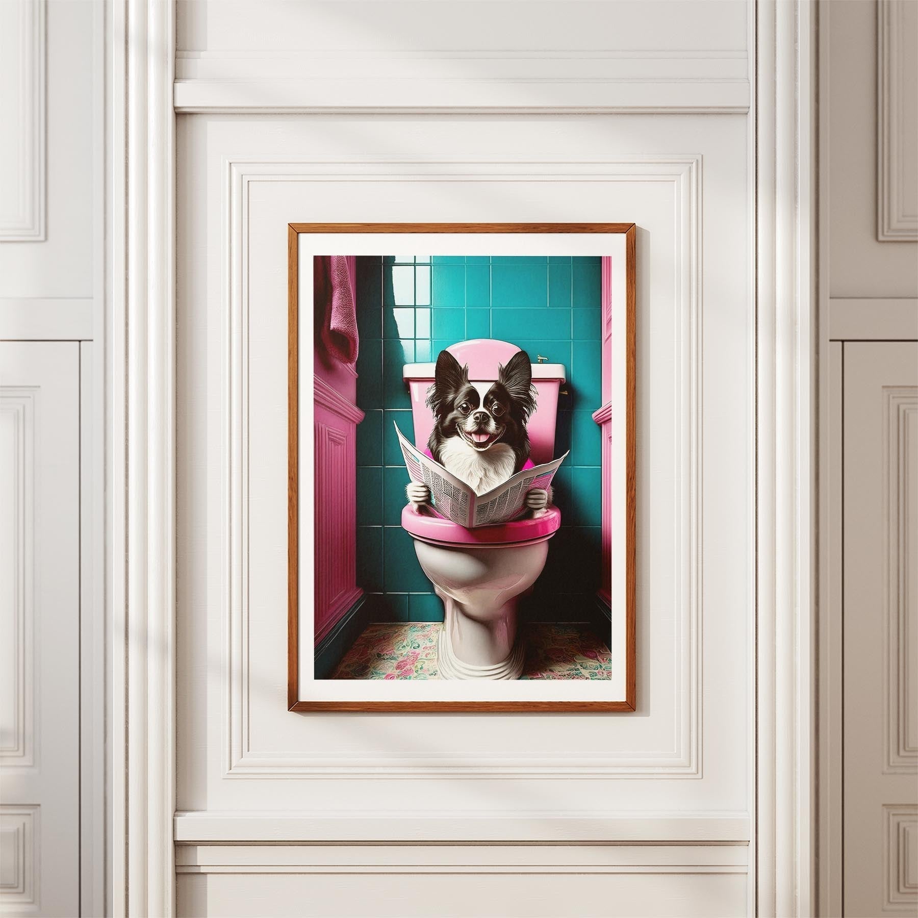 Japanese Chin Toilet Dogs PInk and Turquise image 3
