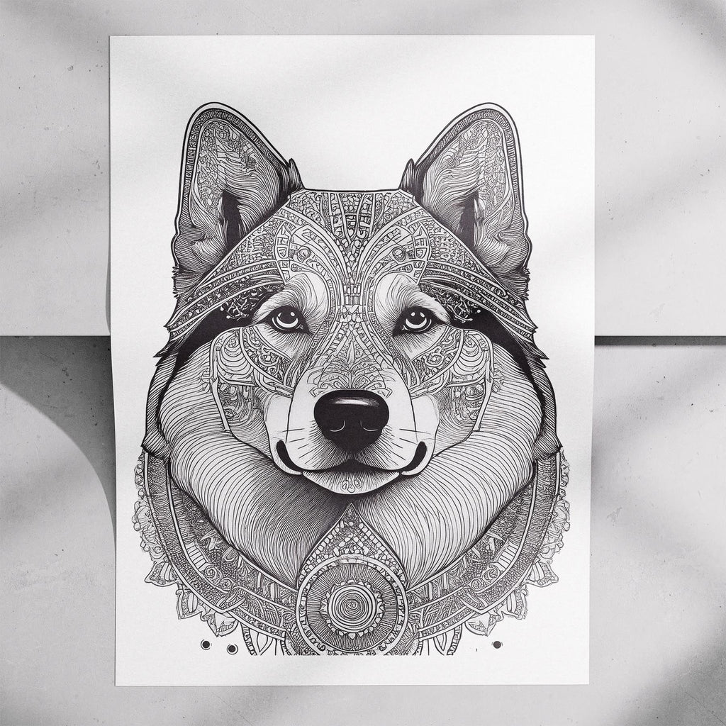 Finnish Lapphund Mandala Black and White Dog Series image 7