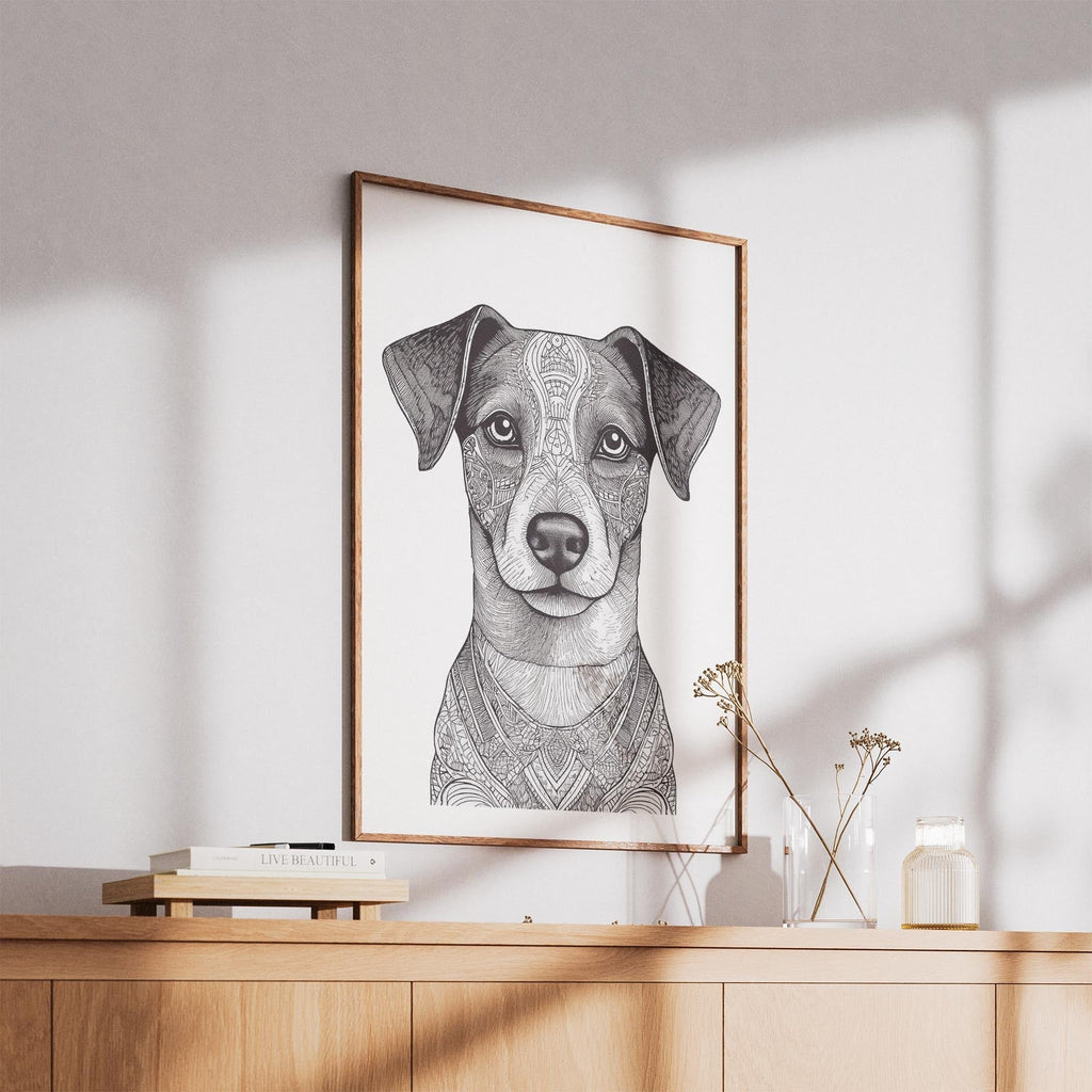 Jack Russell Mandala Black and White Dog Series image 5