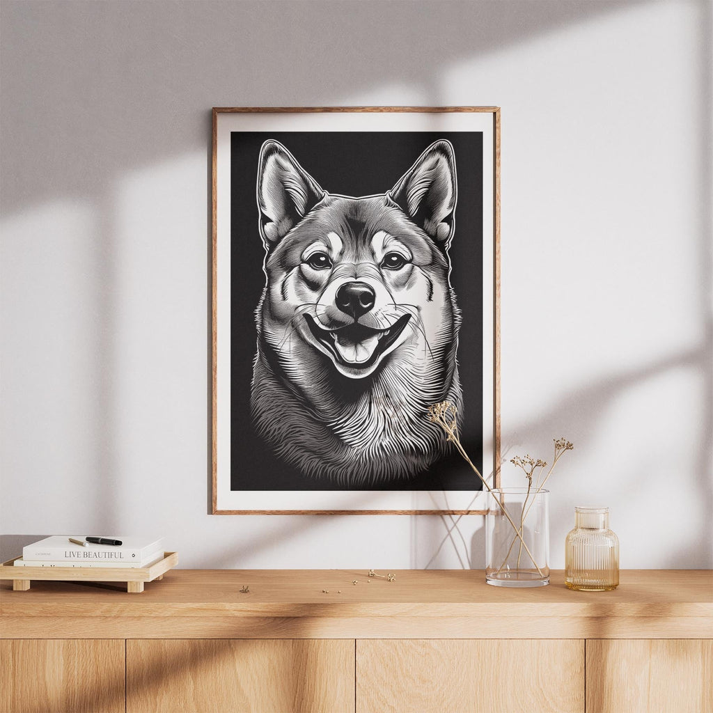 Shiba Line Dog Series in Black and White image 8