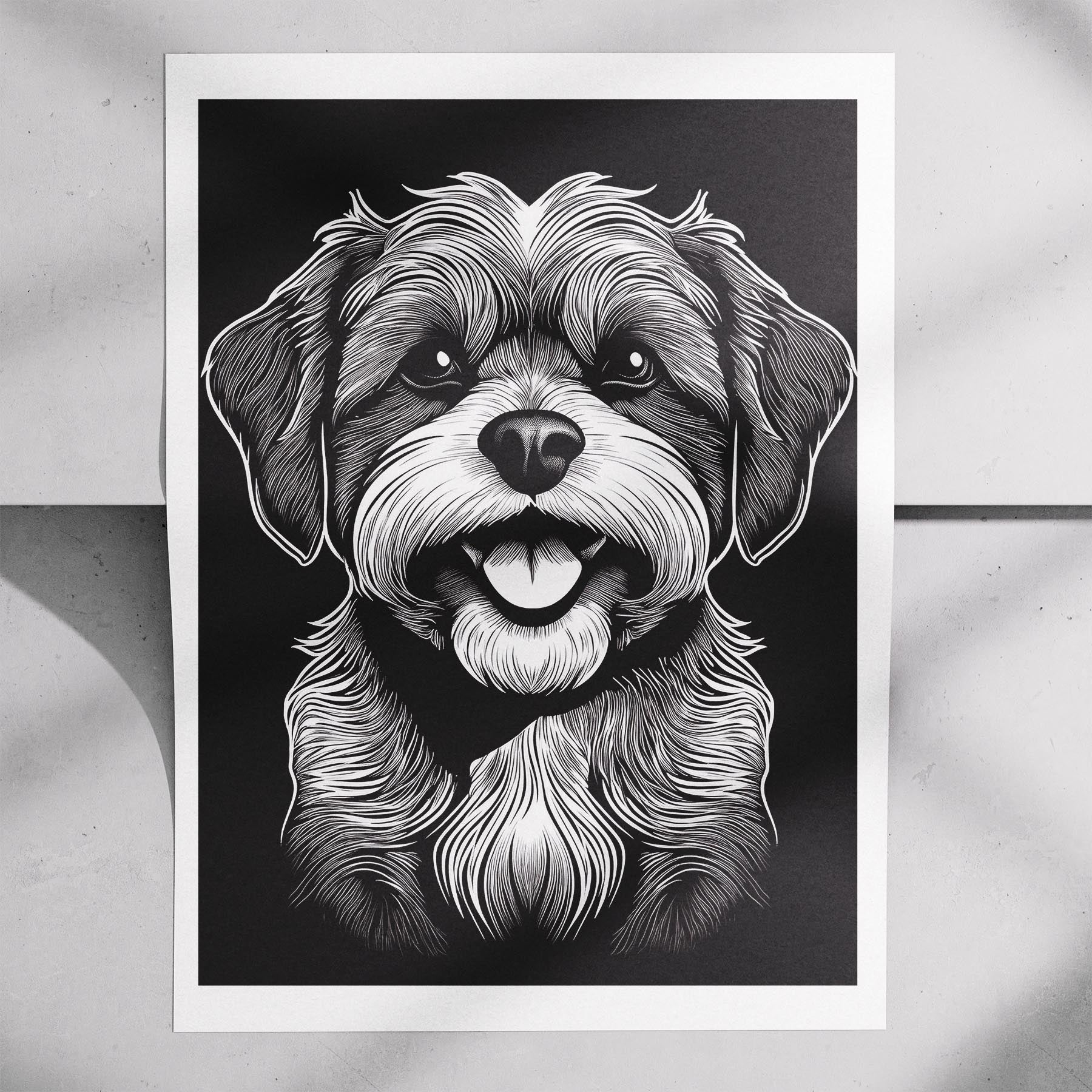 Shih Tzu Line Dog Series in Black and White image 7