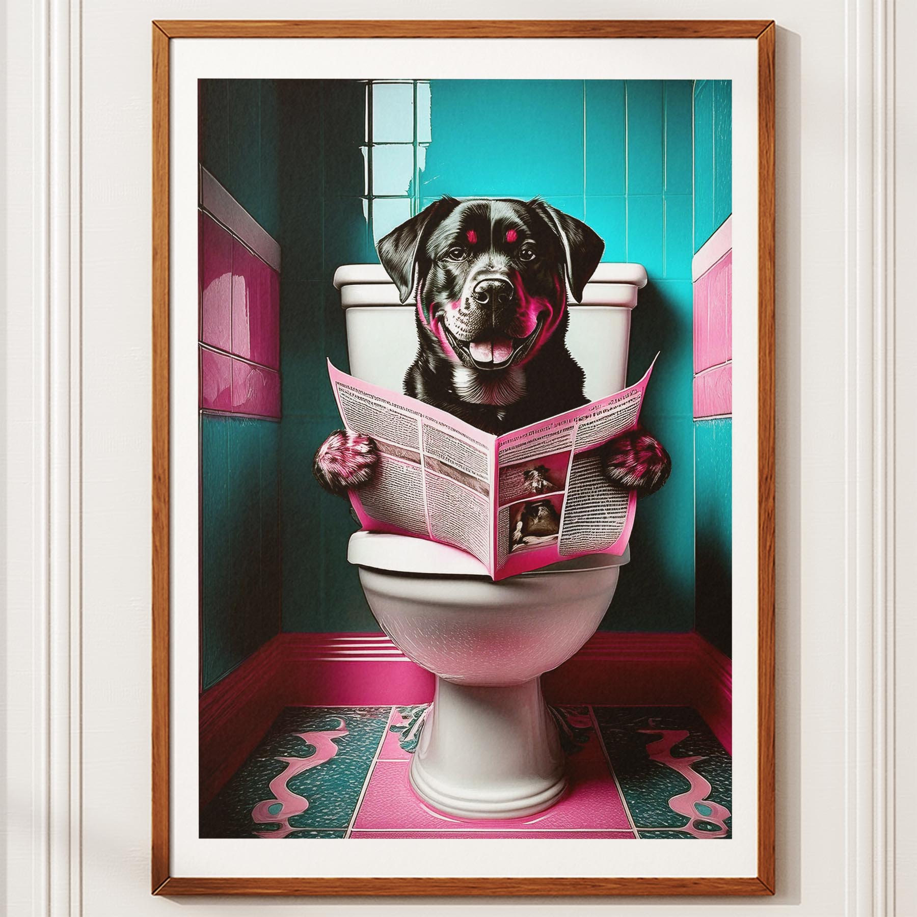 Rottweiler Toilet Dogs PInk and Turquise image 10