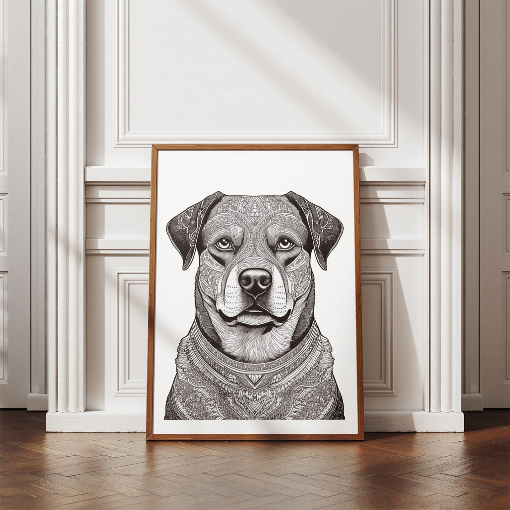Rottweiler Mandala Black and White Dog Series image 4