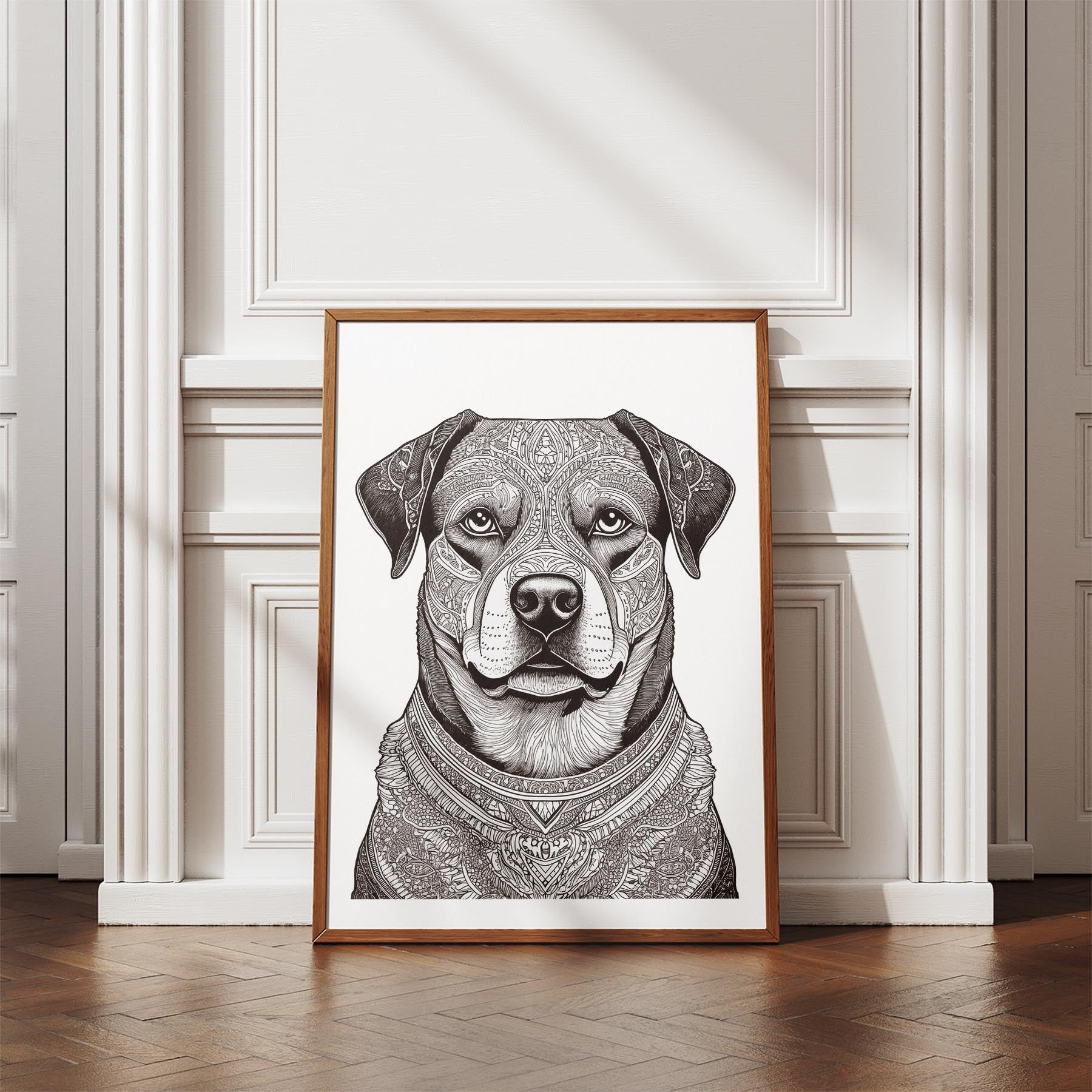 Rottweiler Mandala Black and White Dog Series image 4