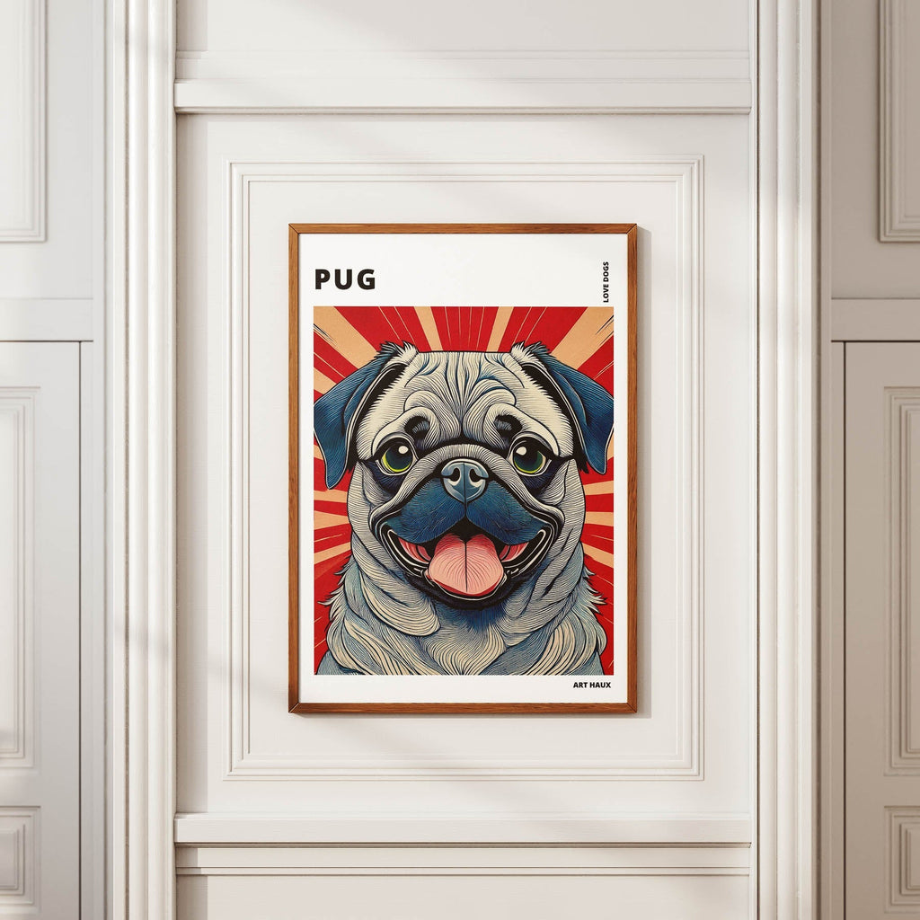 Pug Hokusai Japanese Inspired Dog Series with Text image 3
