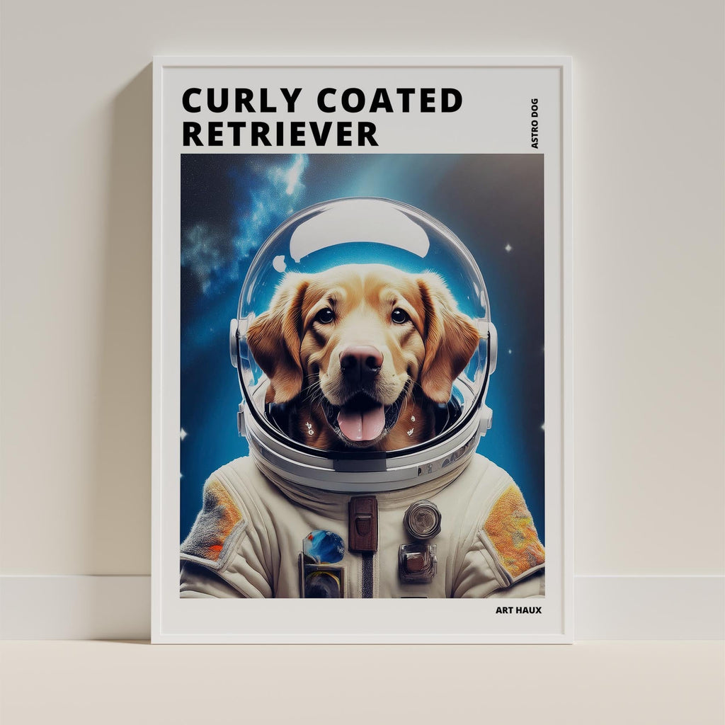 Curly Coated Retriever Astronaut Dog Series with Text Astro Dog image 9