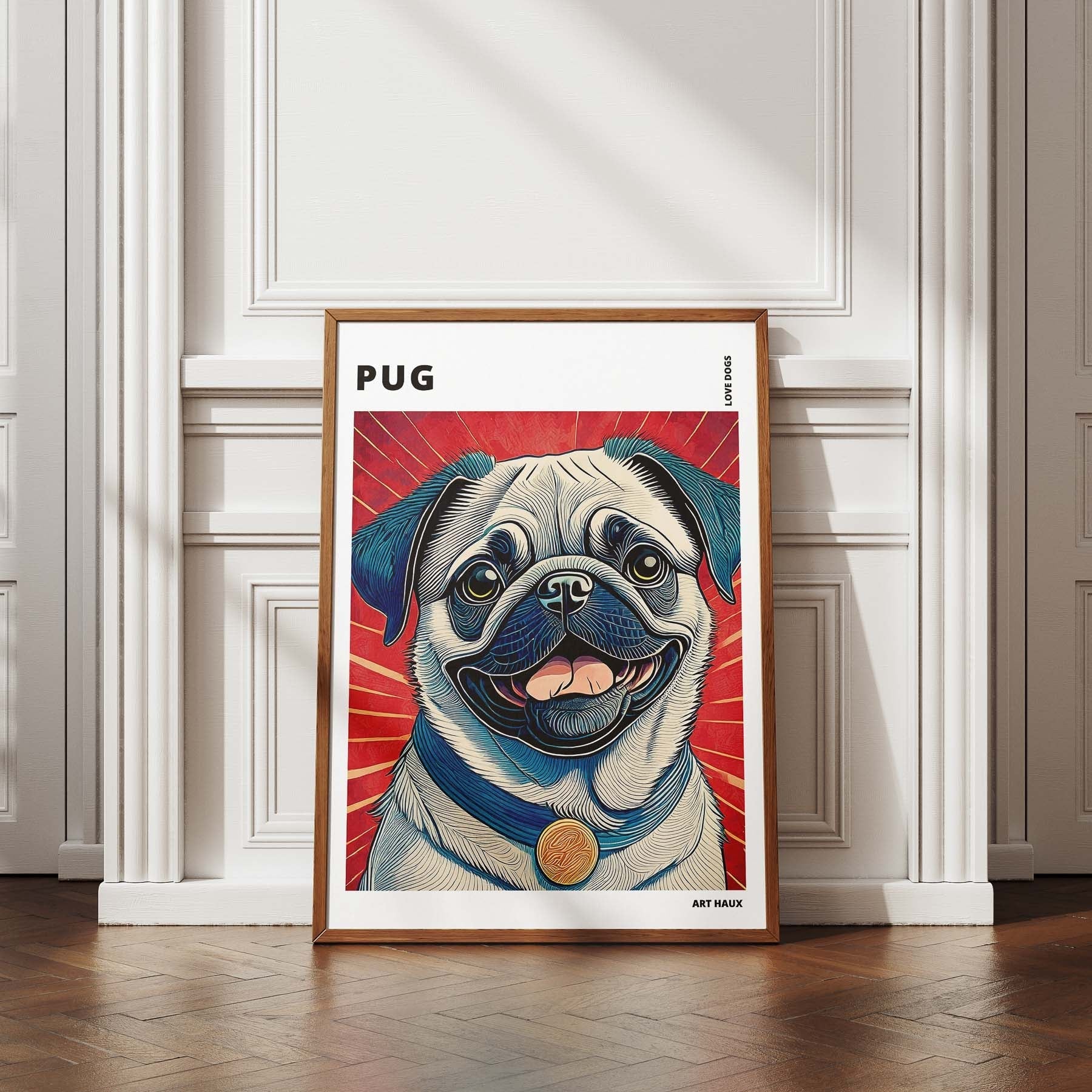 Pug Hokusai Japanese Inspired Dog Series with Text image 4