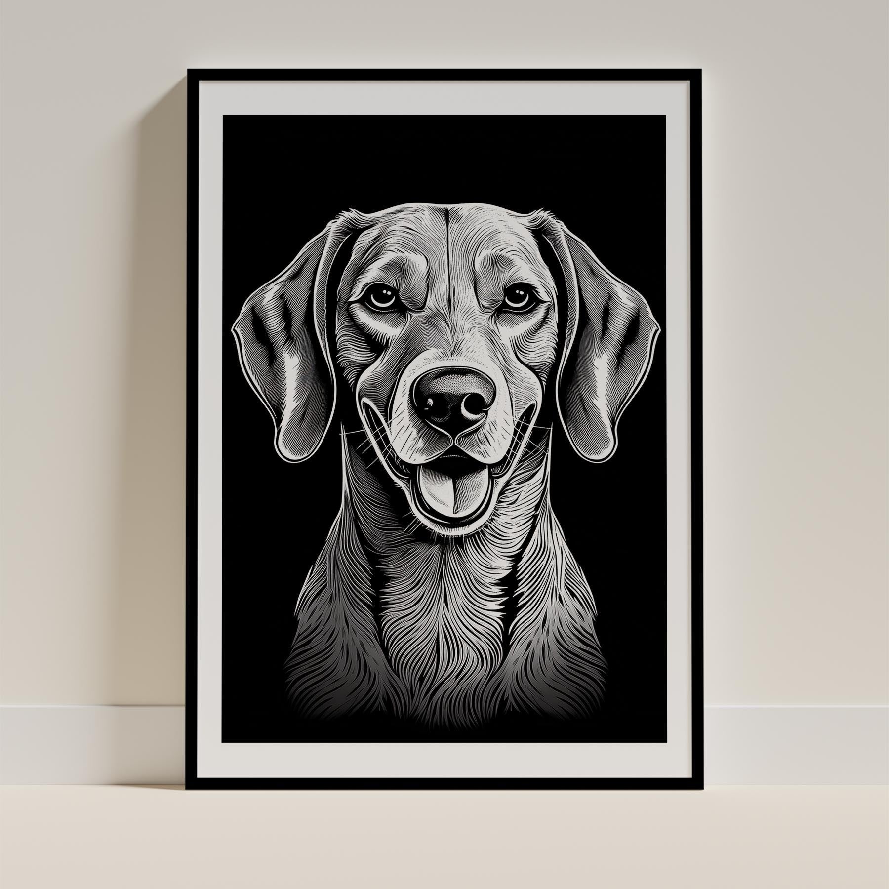 Hungarian Vizsla Line Dog Series in Black and White image 0