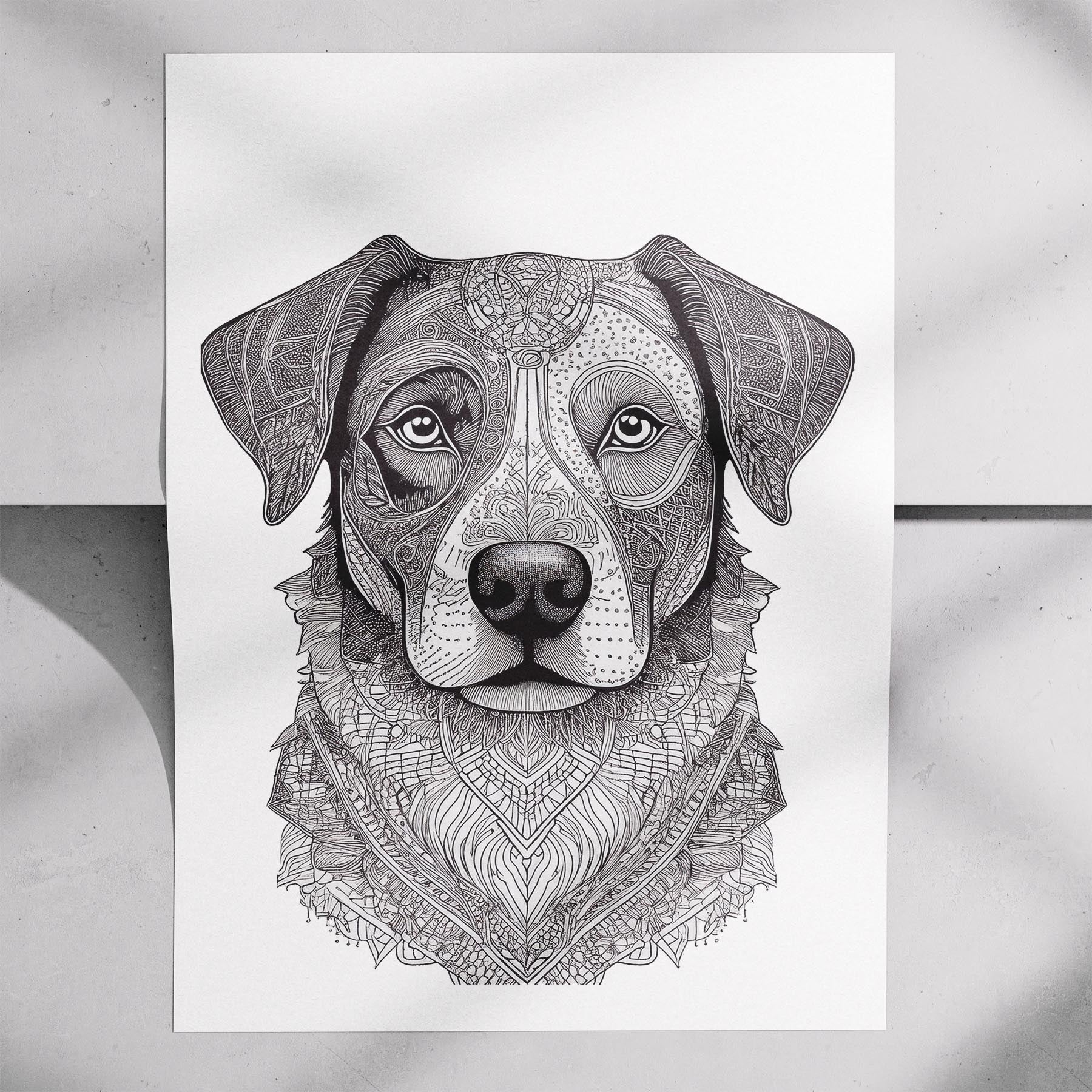 Border Collie Mandala Black and White Dog Series image 7