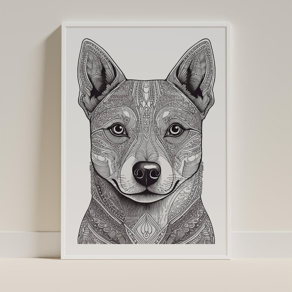 Shiba Mandala Black and White Dog Series image 9