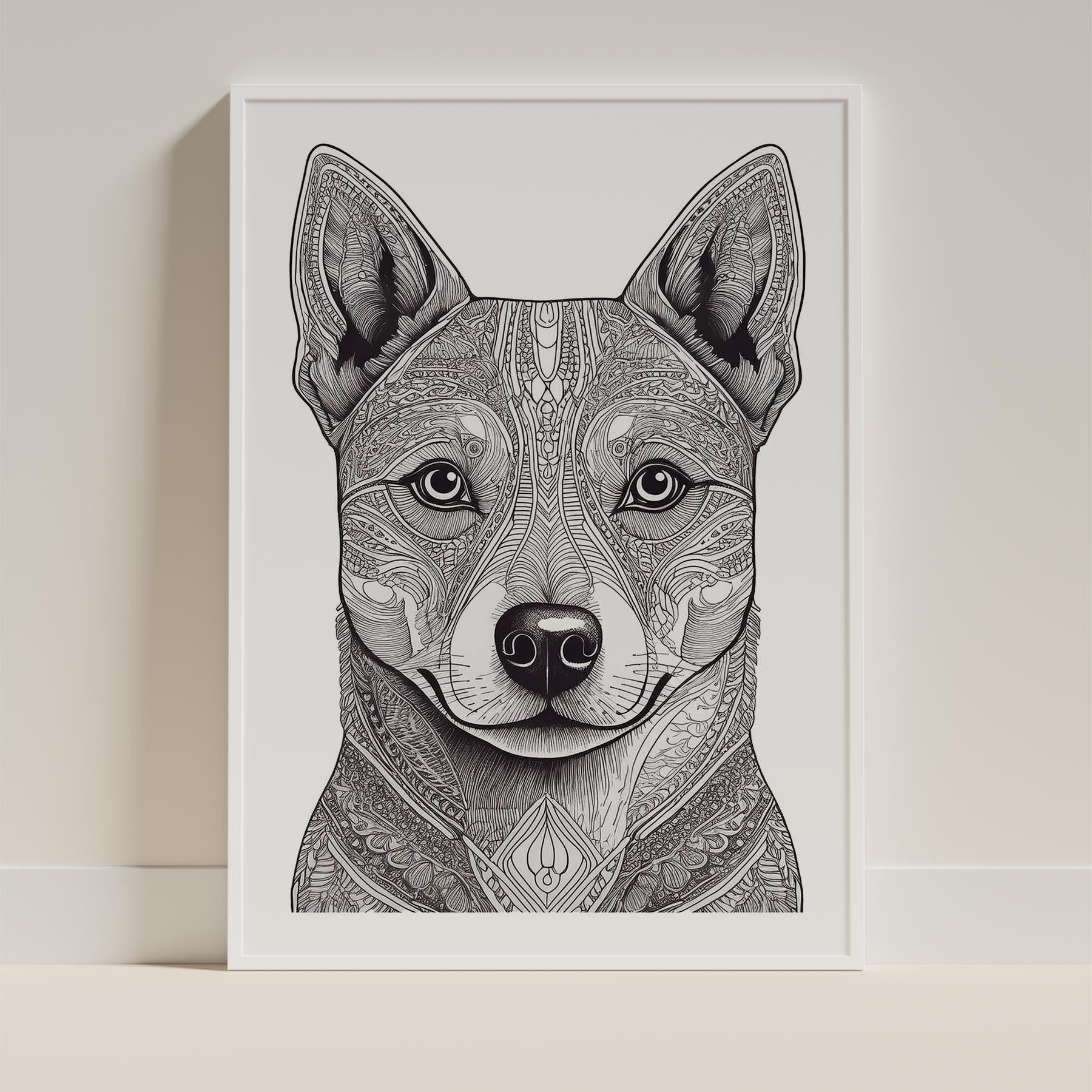 Shiba Mandala Black and White Dog Series image 9