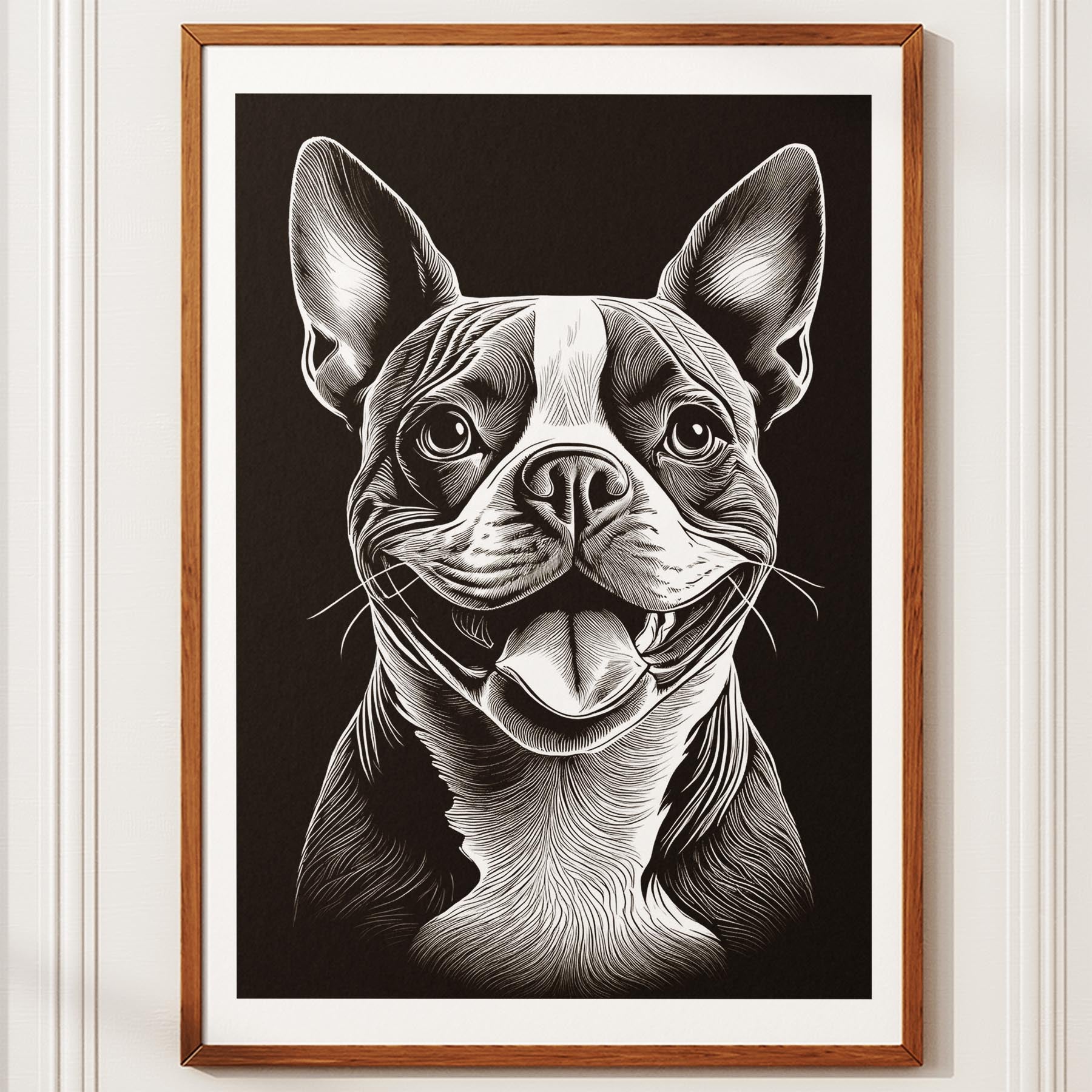 Boston Terrier Line Dog Series in Black and White image 10