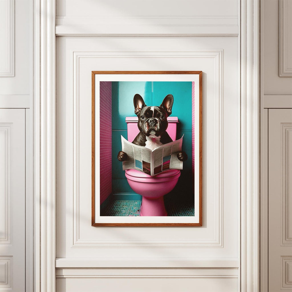 French Bulldog Toilet Dogs PInk and Turquise image 3