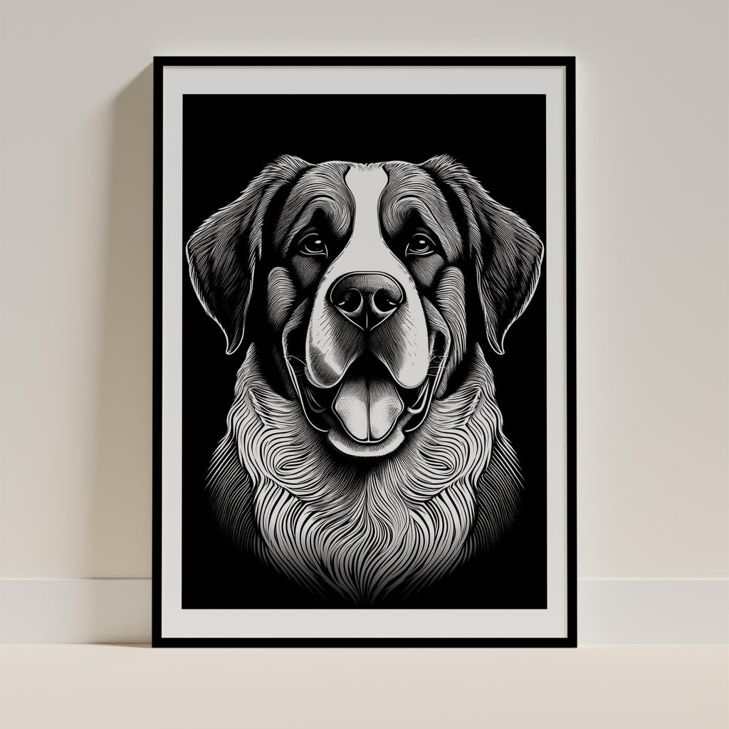 Saint Bernard Line Dog Series in Black and White image 0