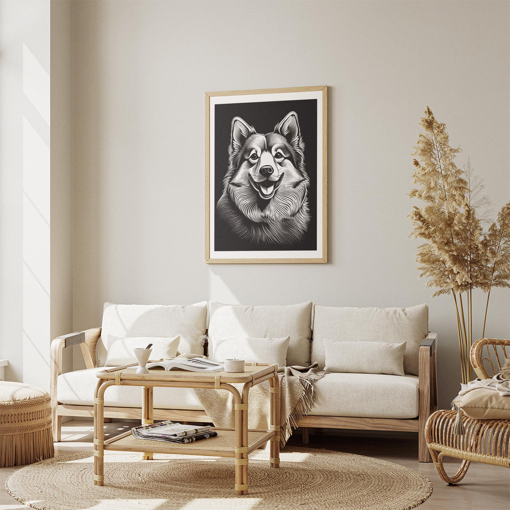 Finnish Lapphund Line Dog Series in Black and White image 2