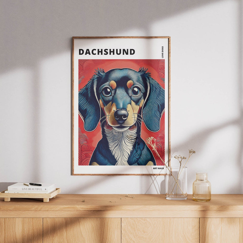 Dachshund Hokusai Japanese Inspired Dog Series with Text image 7