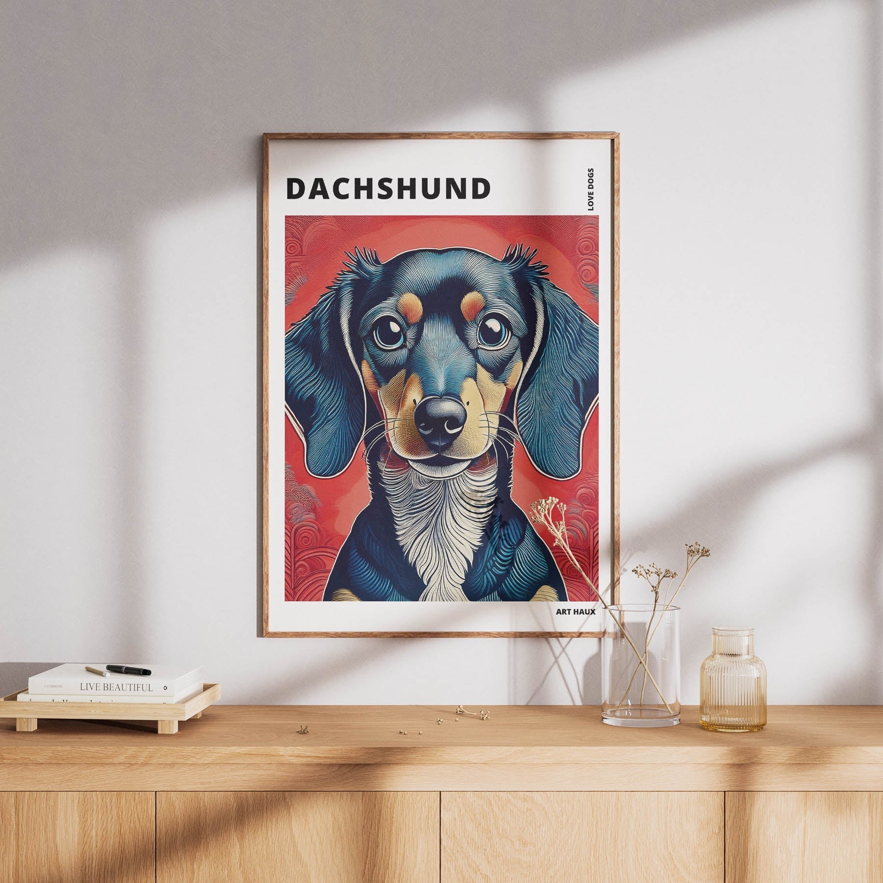 Dachshund Hokusai Japanese Inspired Dog Series with Text image 7
