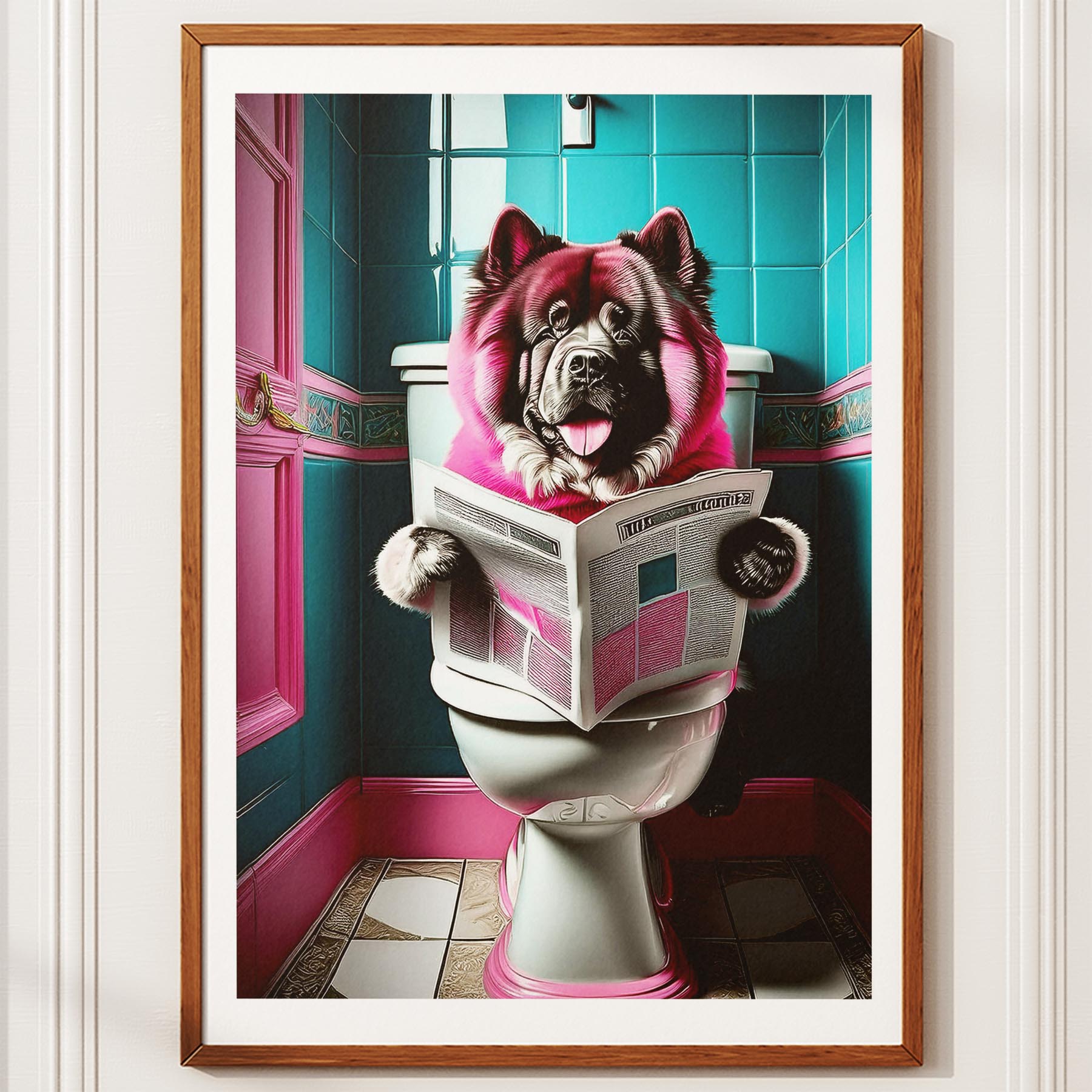 Chow Chow Toilet Dogs PInk and Turquise image 10