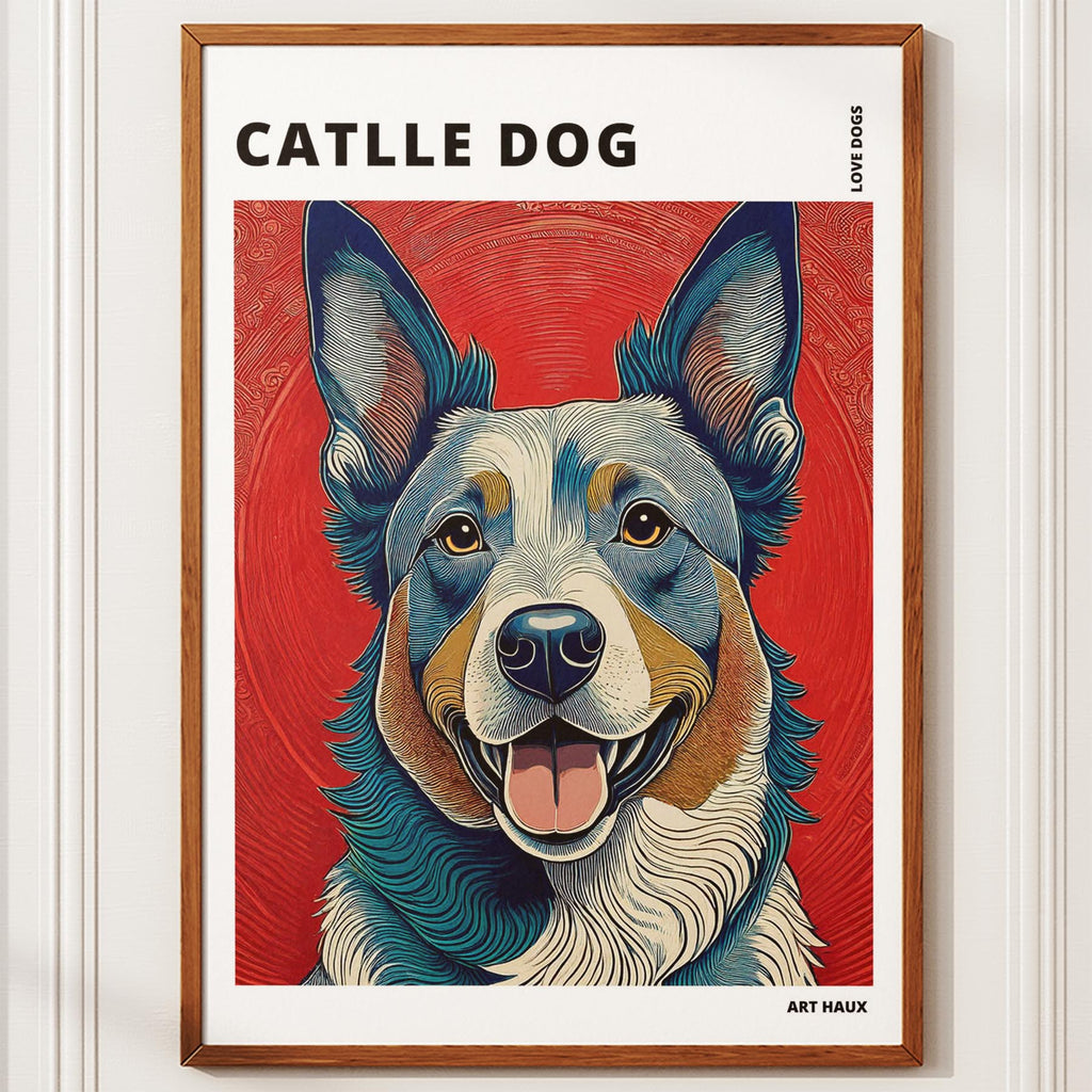 Cattle Dog Hokusai Japanese Inspired Dog Series with Text image 9