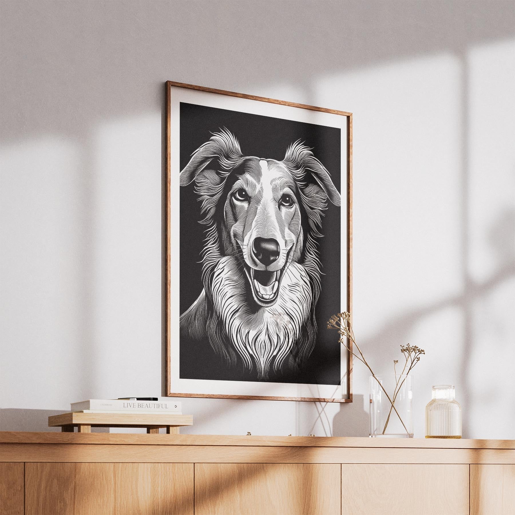 Borzoi Line Dog Series in Black and White image 5