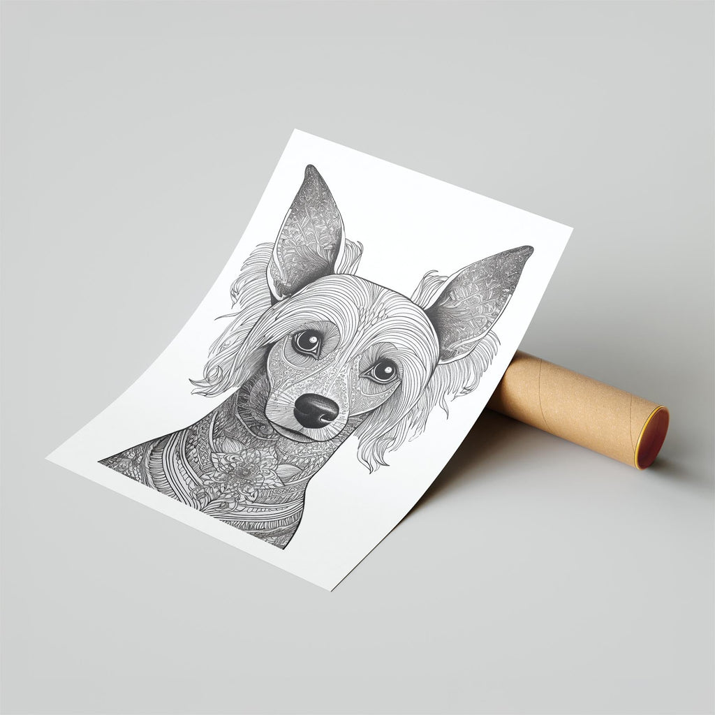 Chinese Crested Mandala Black and White Dog Series image 6