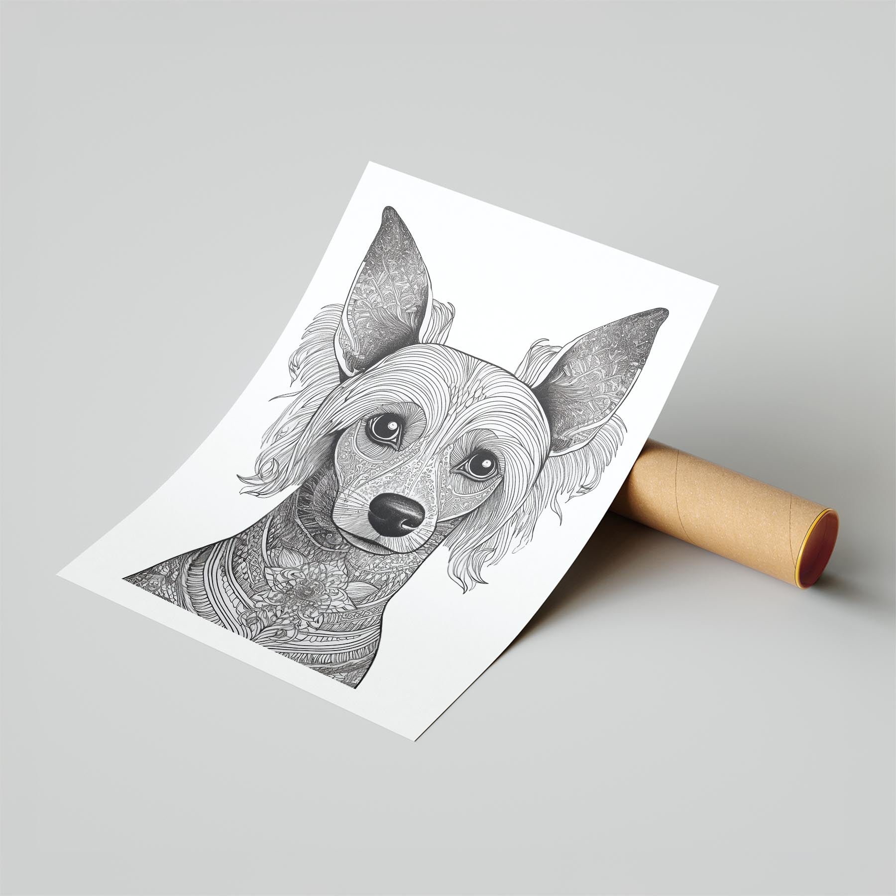 Chinese Crested Mandala Black and White Dog Series image 6