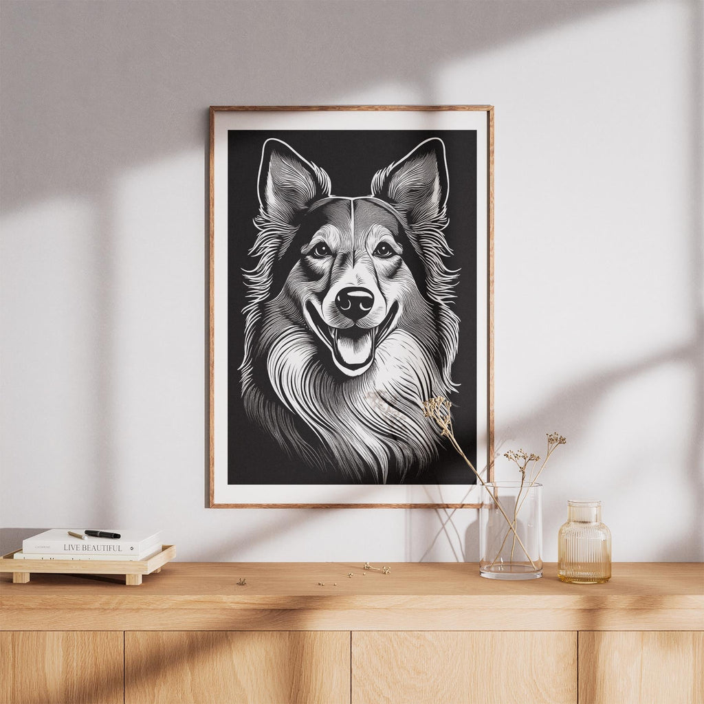 Rough Smooth Collie Line Dog Series in Black and White image 8