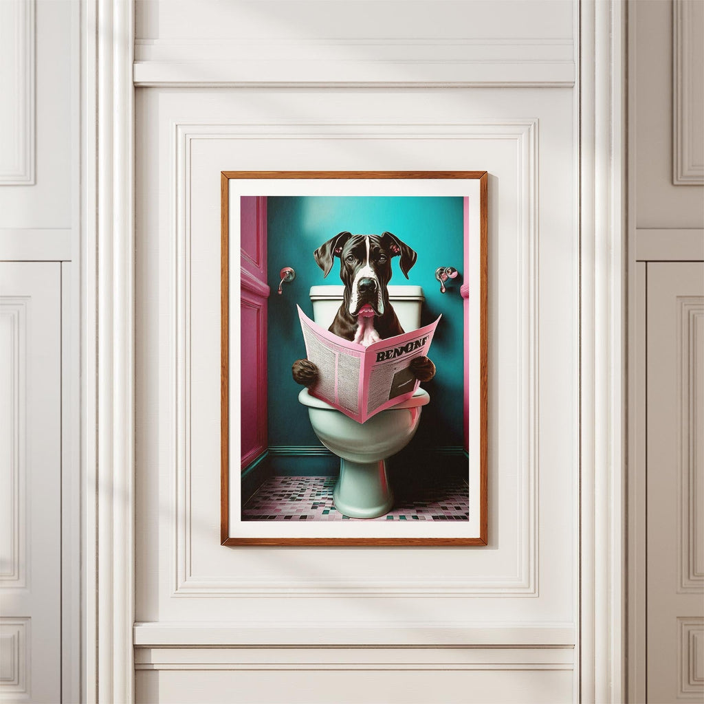 Great Dane Toilet Dogs PInk and Turquise image 3