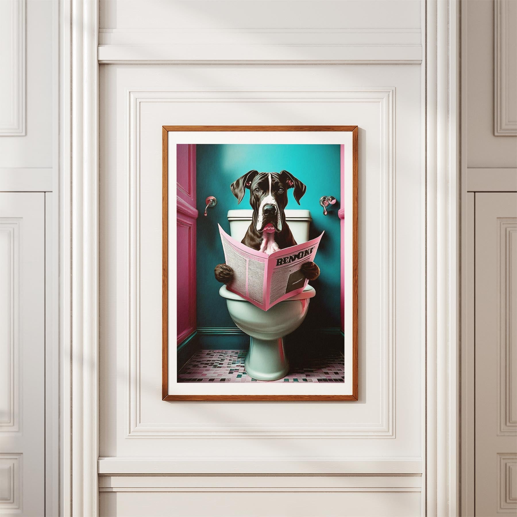 Great Dane Toilet Dogs PInk and Turquise image 3