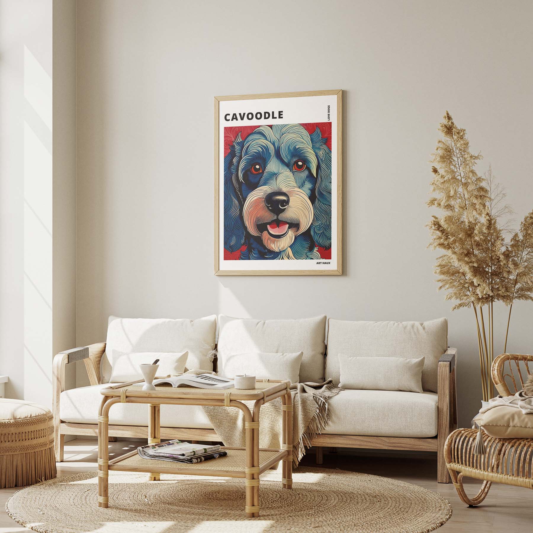 Cavoodle Hokusai Japanese Inspired Dog Series with Text image 2