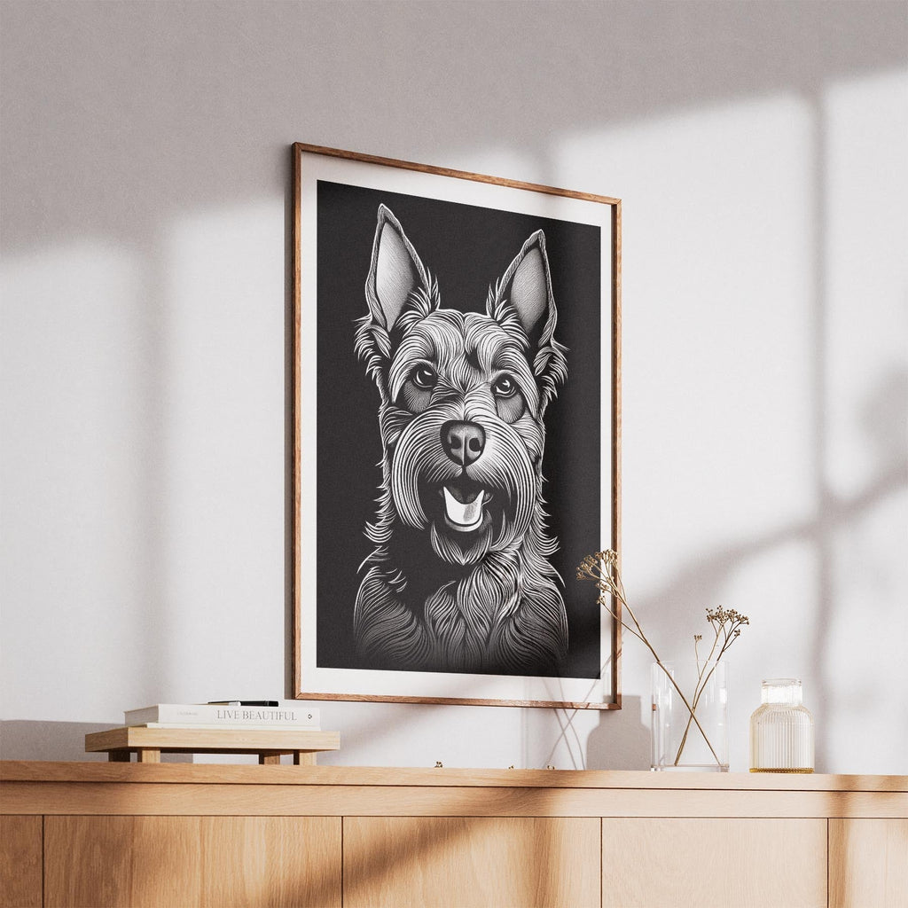 Black Russian Terrier Line Dog Series in Black and White image 5