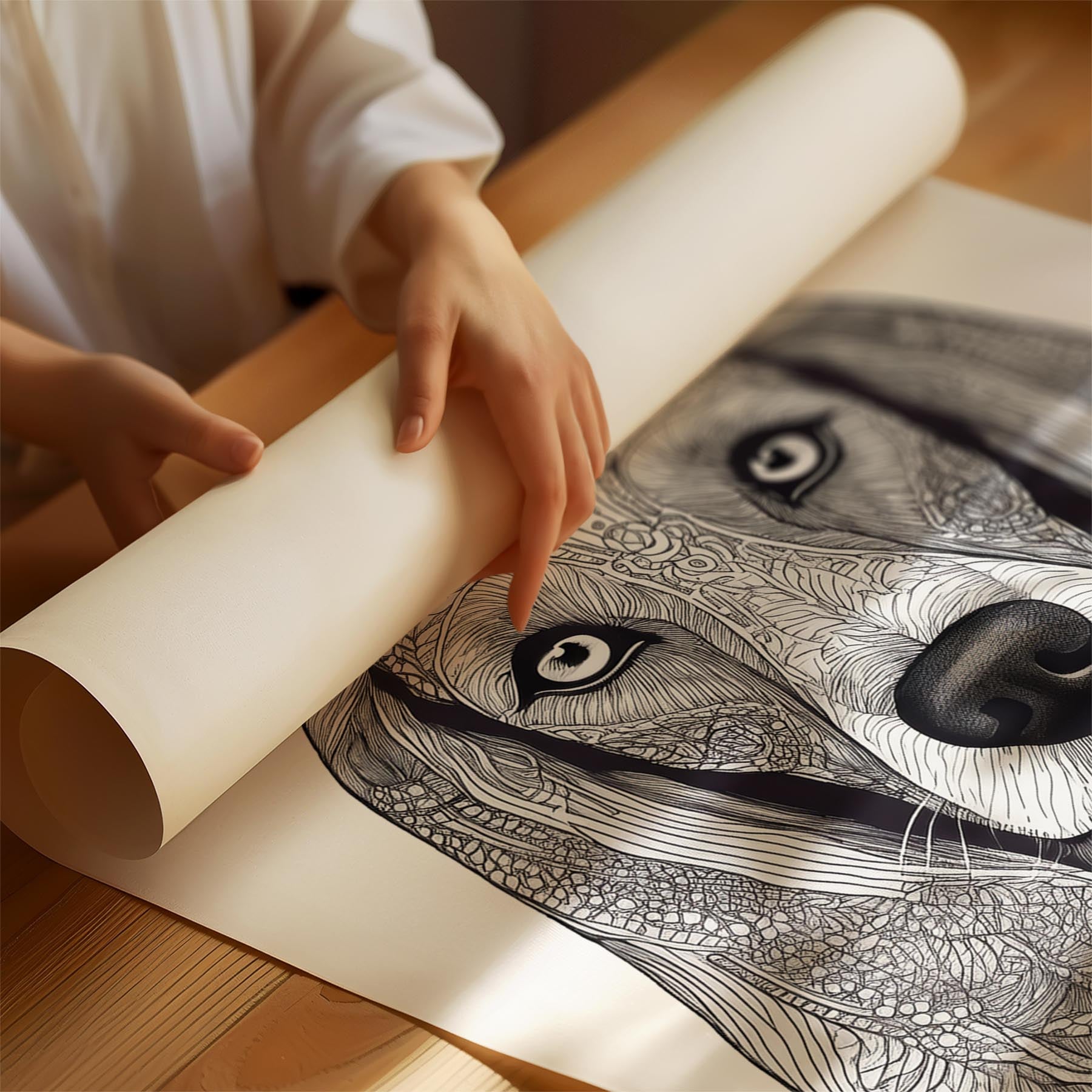 Afghan Mandala Black and White Dog Series image 1