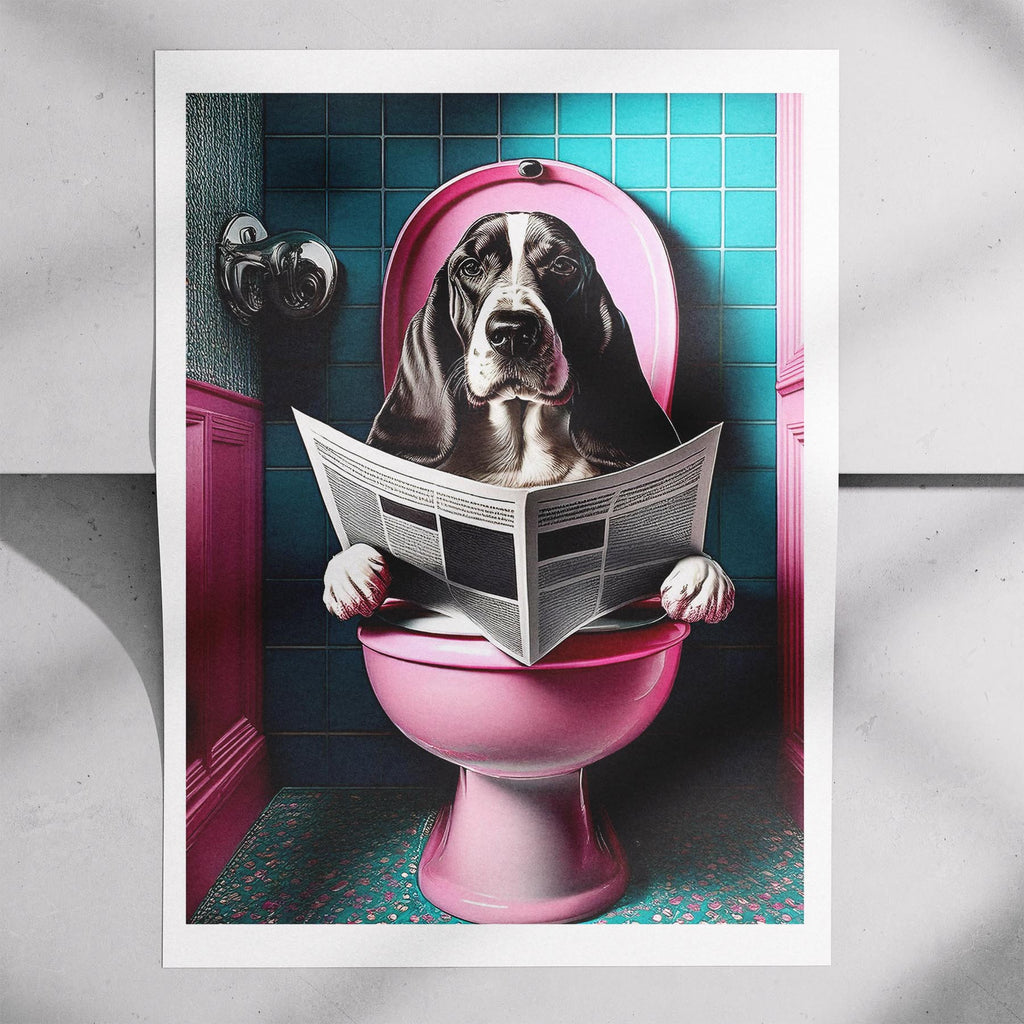 Basset Hound Toilet Dogs PInk and Turquise image 7