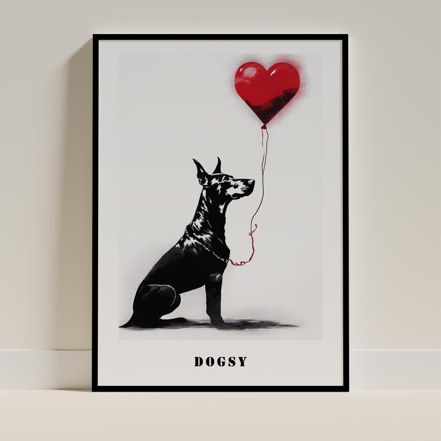 Doberman DOGSY Series inspired by the Art of Banksy with text Dogsy image 0