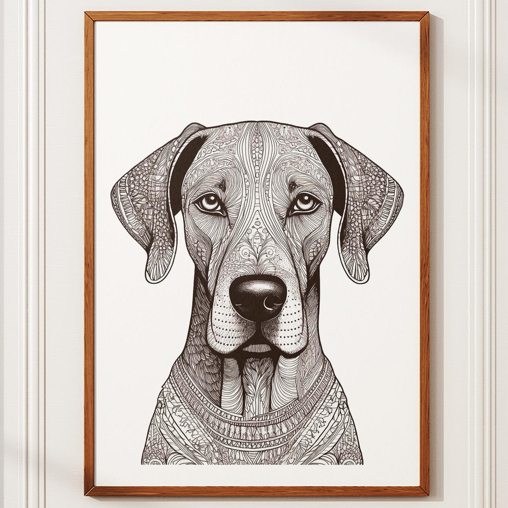 Great Dane Mandala Black and White Dog Series image 10