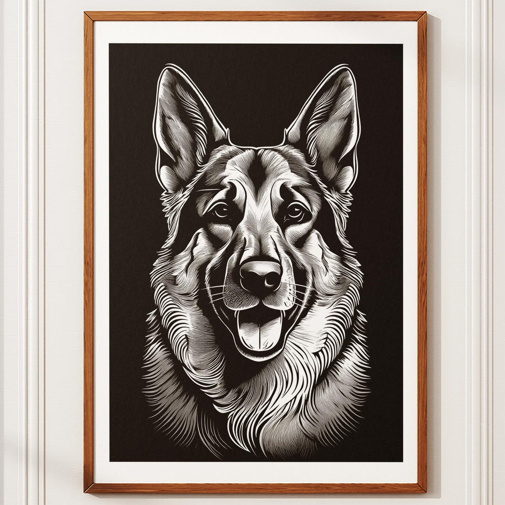 German Shepherd Line Dog Series in Black and White image 10