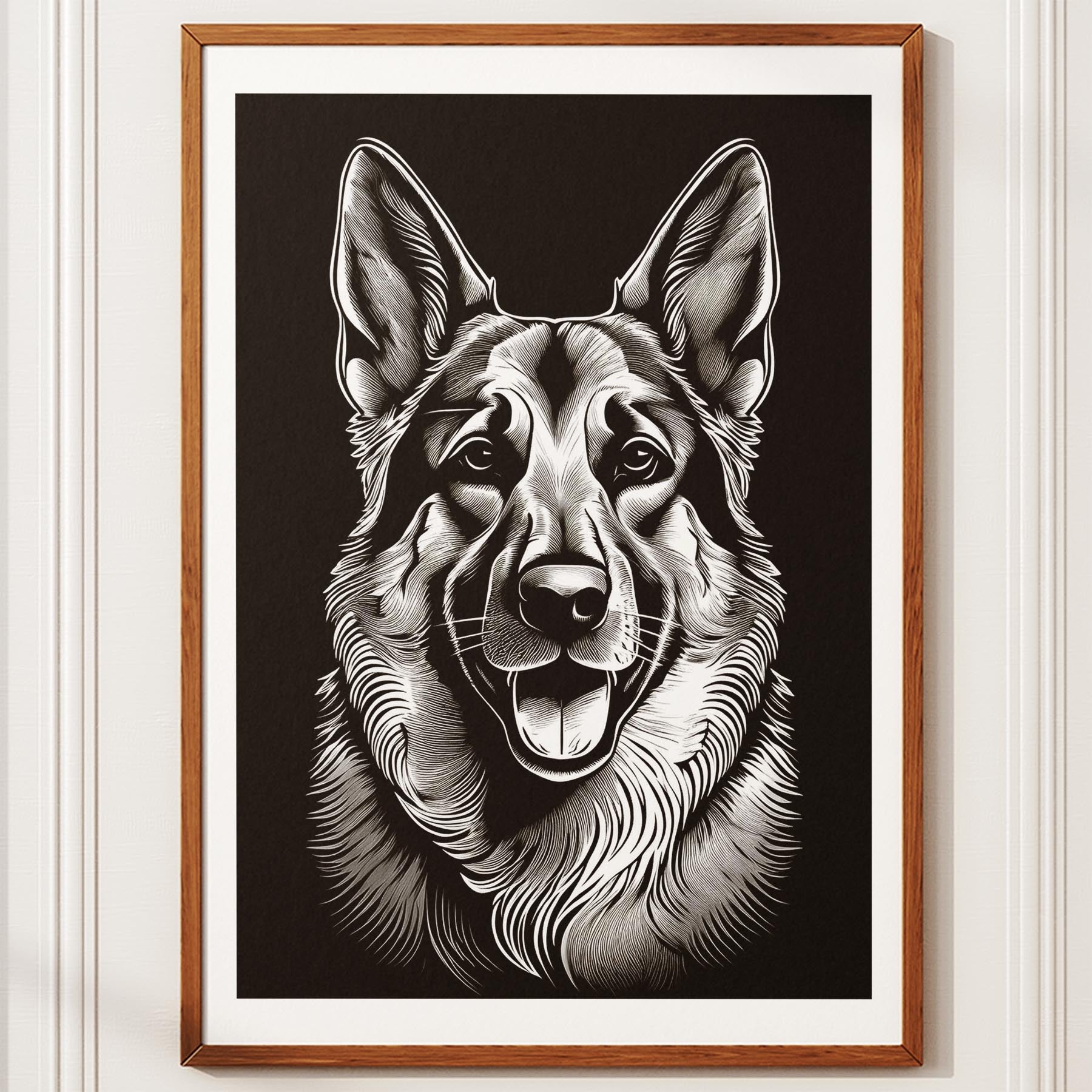 German Shepherd Line Dog Series in Black and White image 10