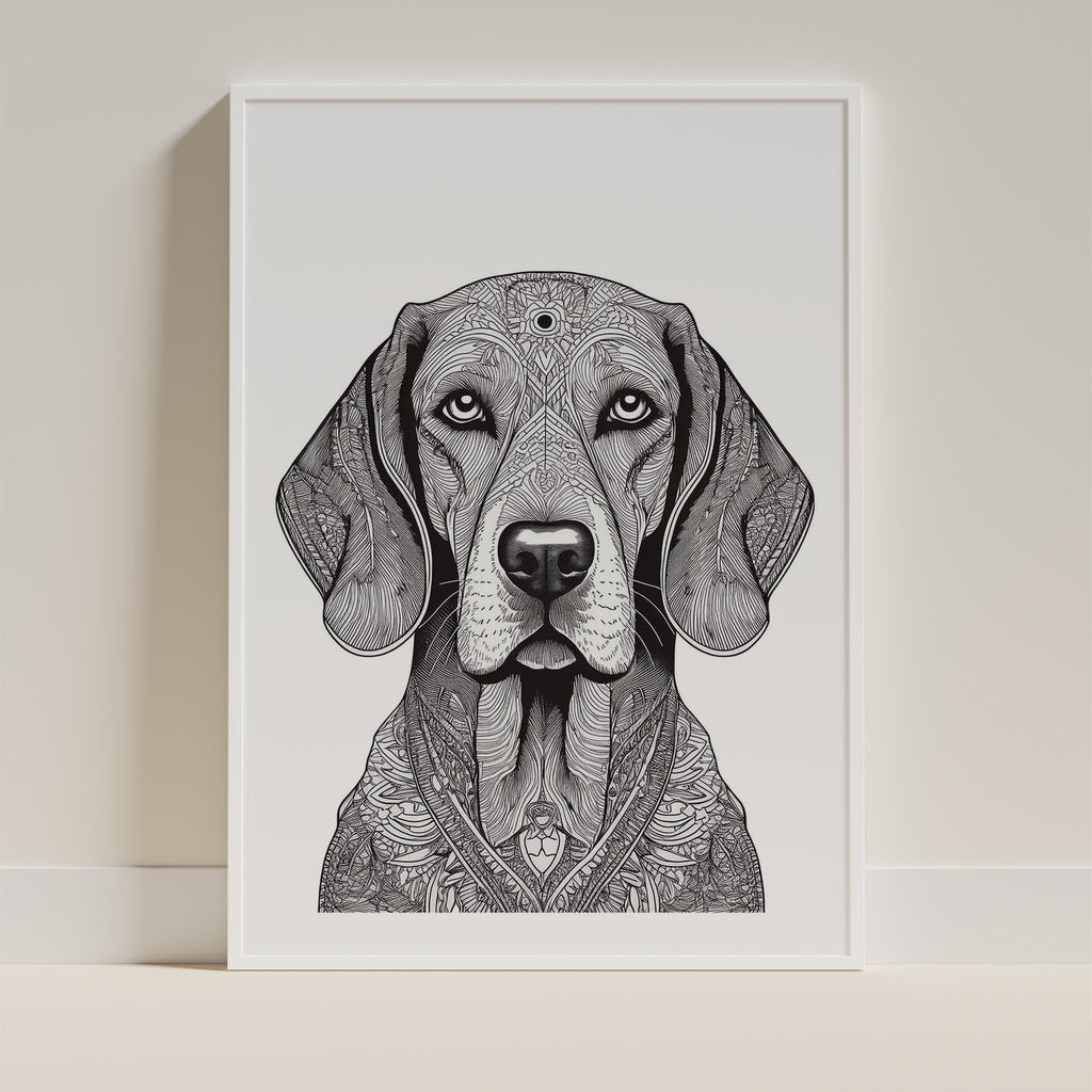 Bloodhound Mandala Black and White Dog Series image 9