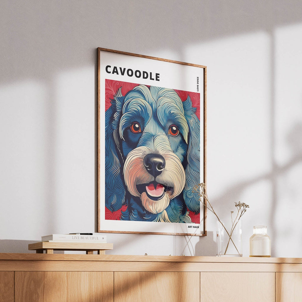 Cavoodle Hokusai Japanese Inspired Dog Series with Text image 5