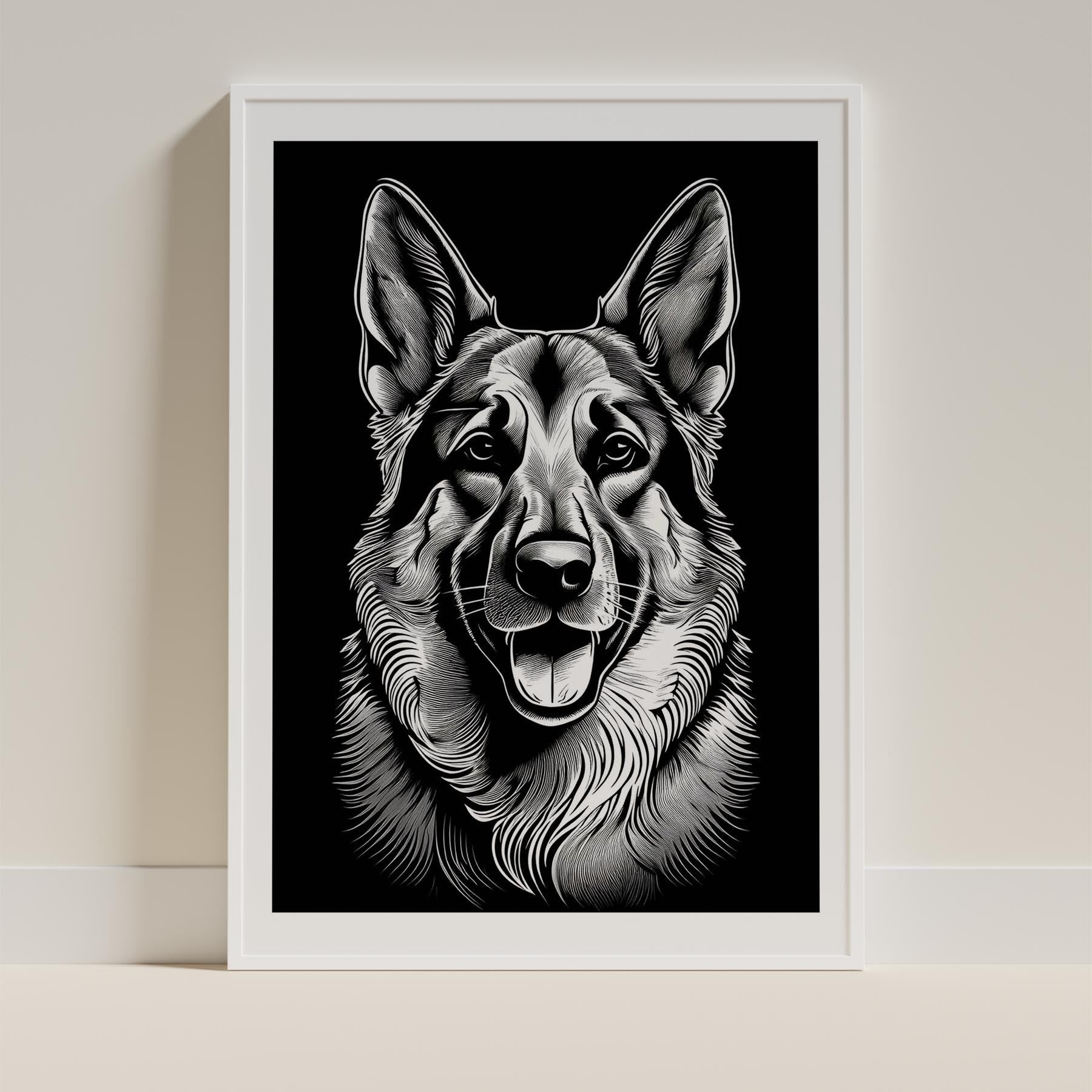 German Shepherd Line Dog Series in Black and White image 9