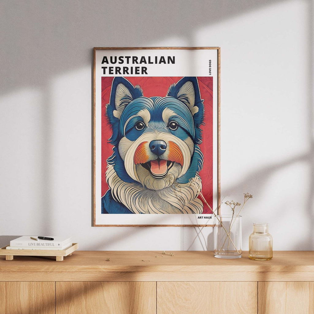 Australian Terrier Hokusai Japanese Inspired Dog Series with Text image 7