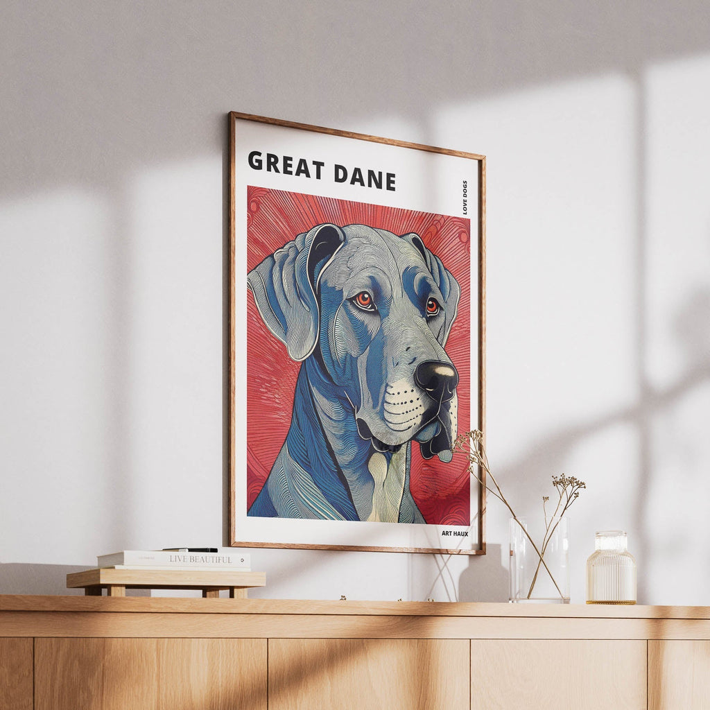 Great Dane Hokusai Japanese Inspired Dog Series with Text image 5