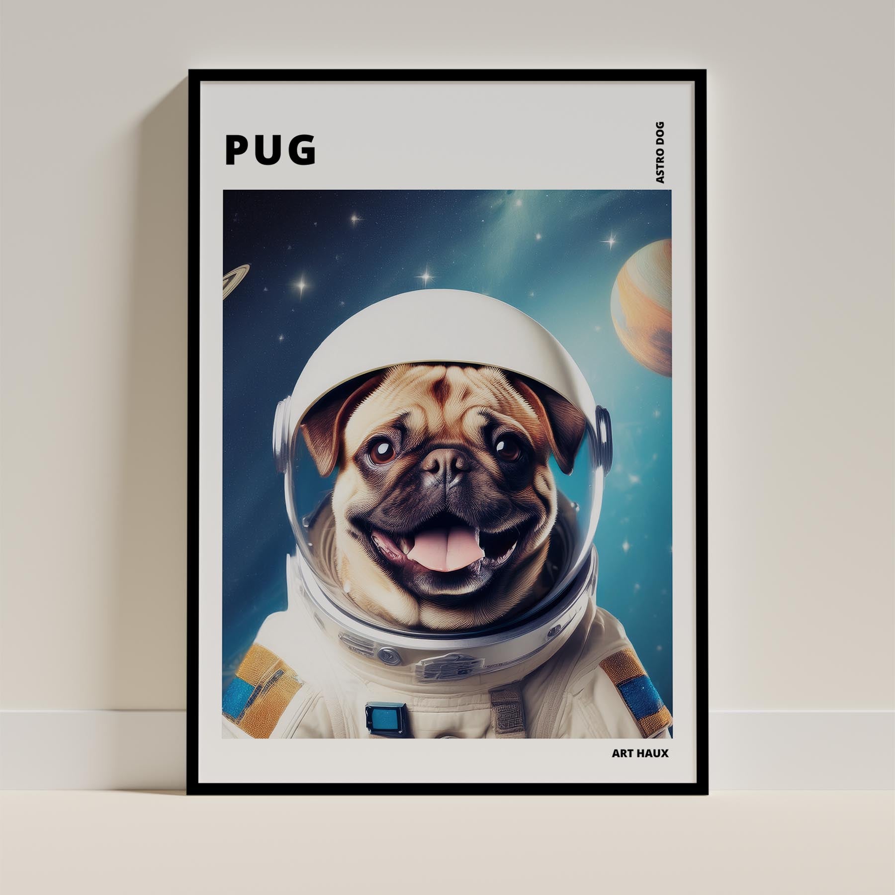 Pug Astronaut Dog Series with Text Astro Dog image 0