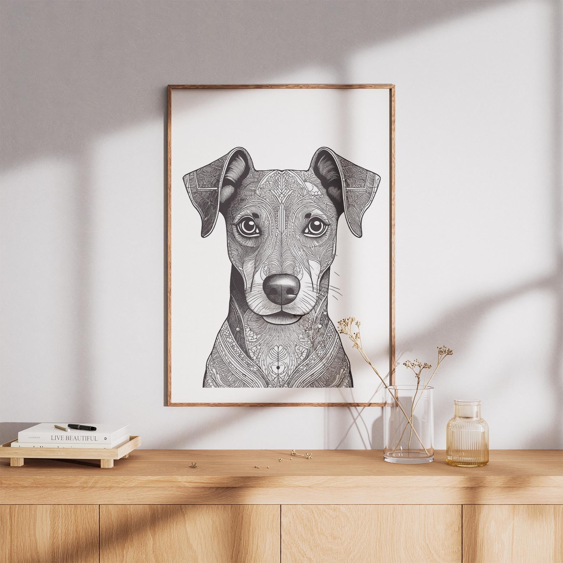 Miniature Pinscher Mandala Black and White Dog Series image 8