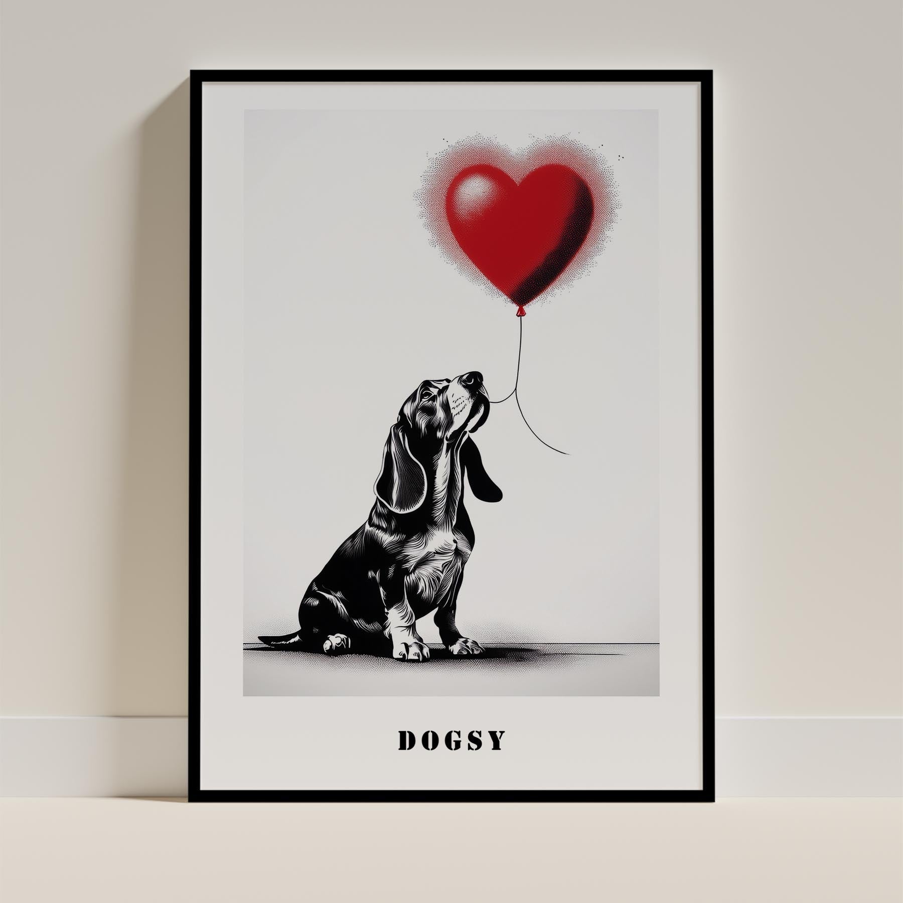 Basset Hound DOGSY Series inspired by the Art of Banksy with text Dogsy image 0
