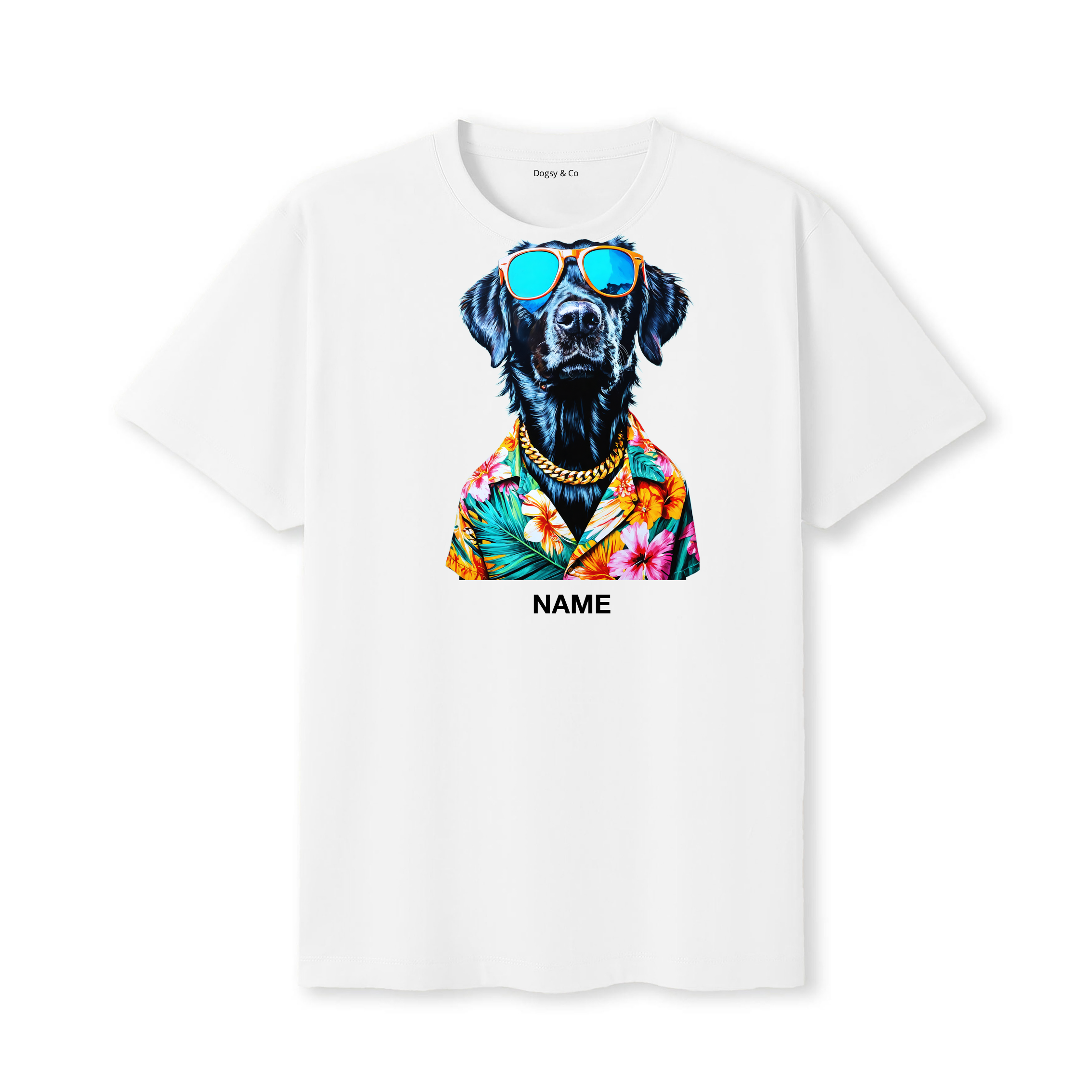 Flat Coated Retriever Hawaii Dog Custom T-Shirt - White