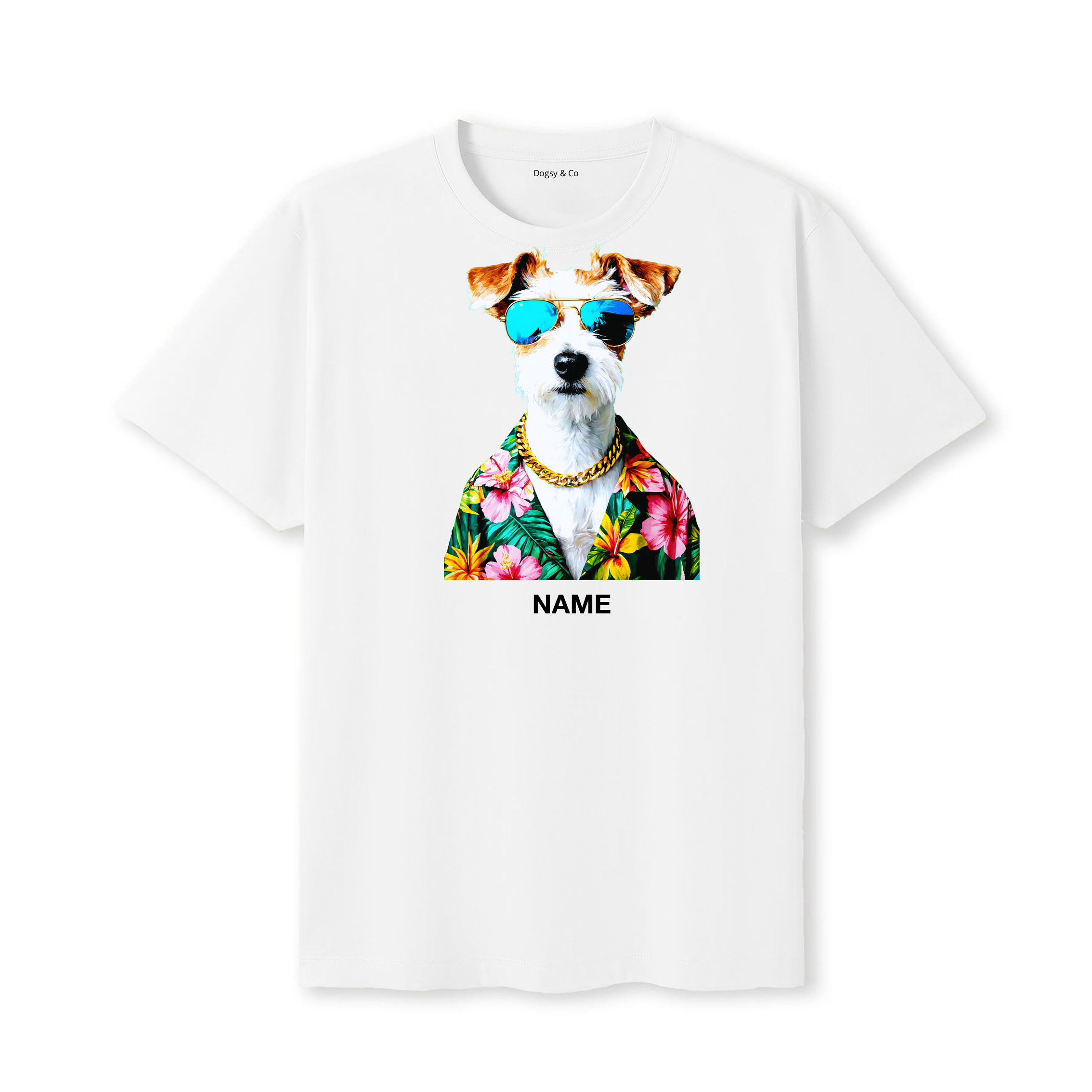 Fox Terrier Hawaii Dog Custom T-Shirt - White