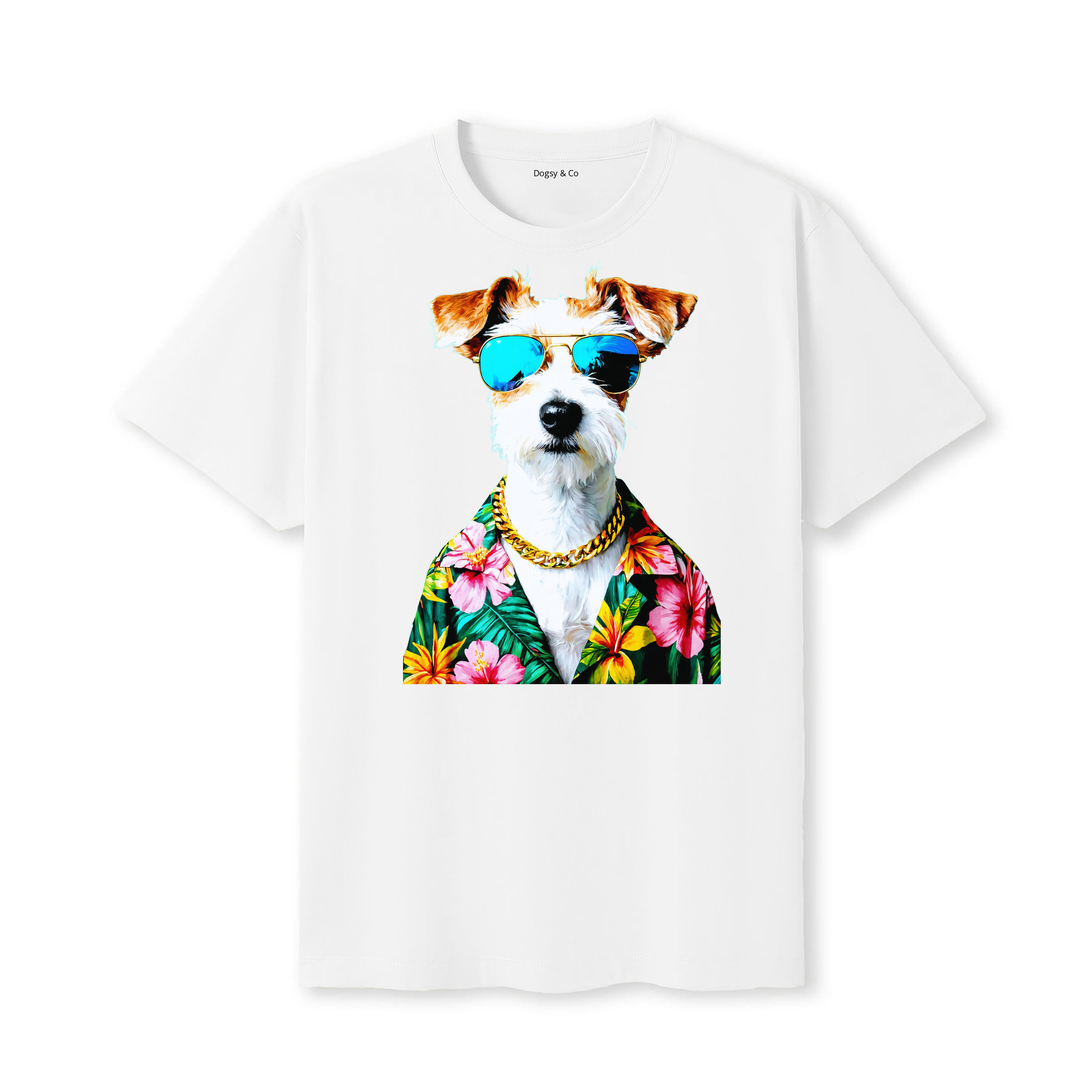 Fox Terrier Hawaii Dog T-Shirt - White