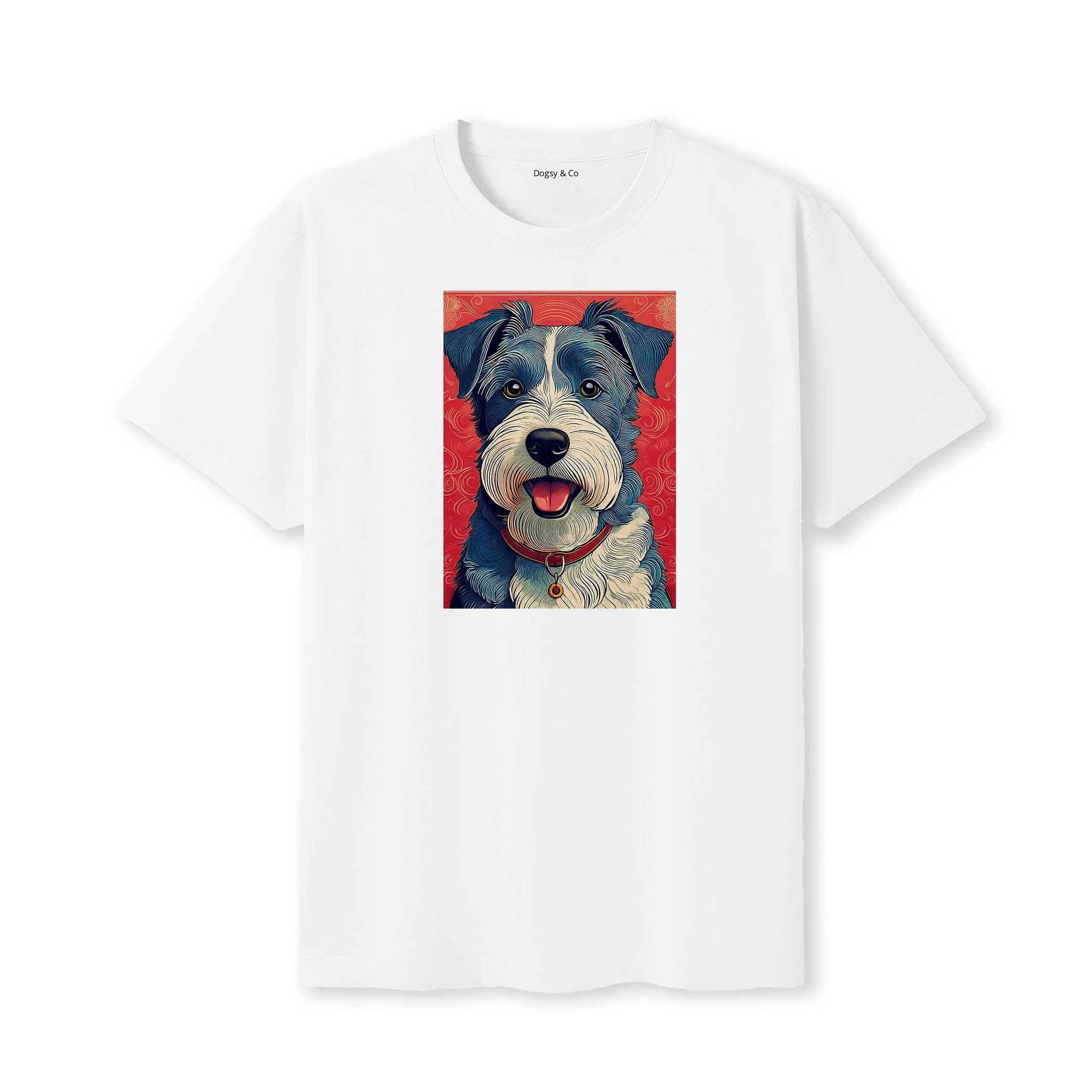 Fox Terrier Hokusai Dog Portrait T-Shirt V1 White
