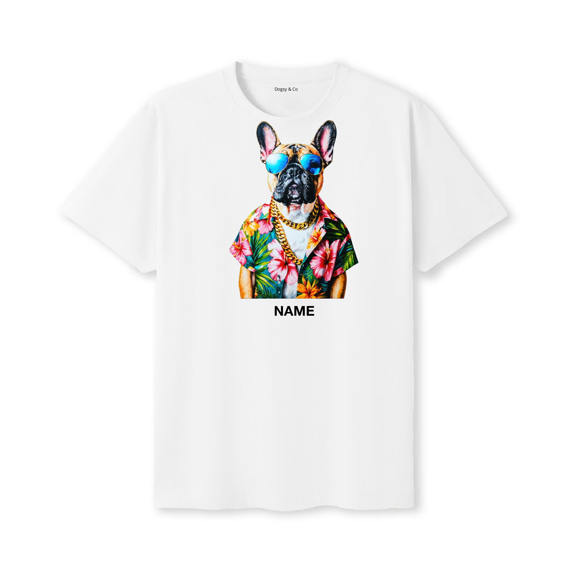French Bulldog Hawaii Dog Custom T-Shirt - White